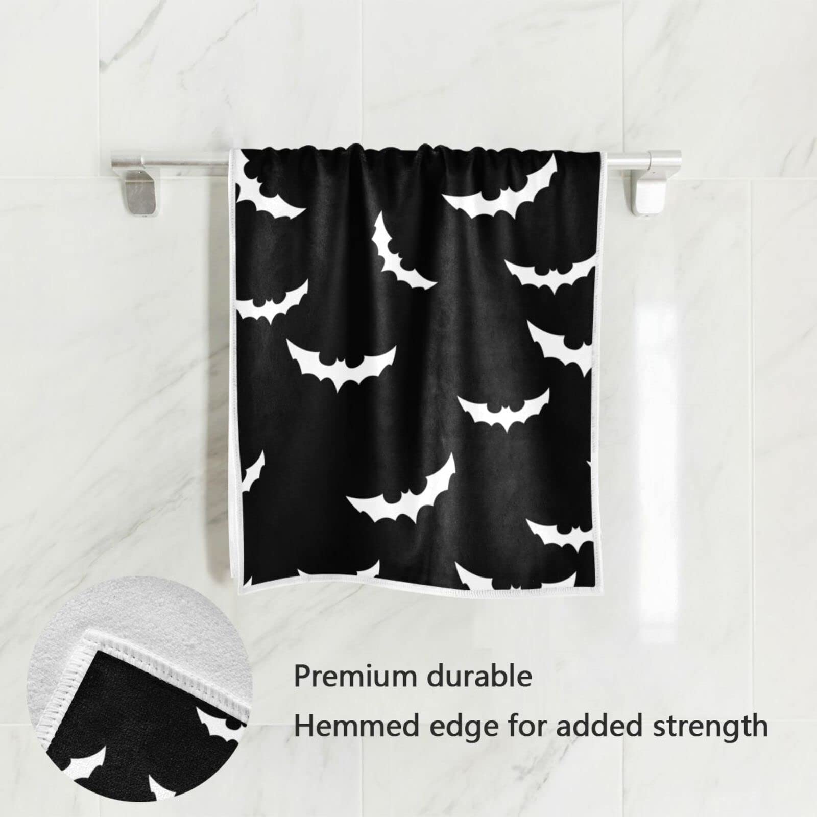 Goth Halloween Bat Hand Towels - Soft Absorbent 15