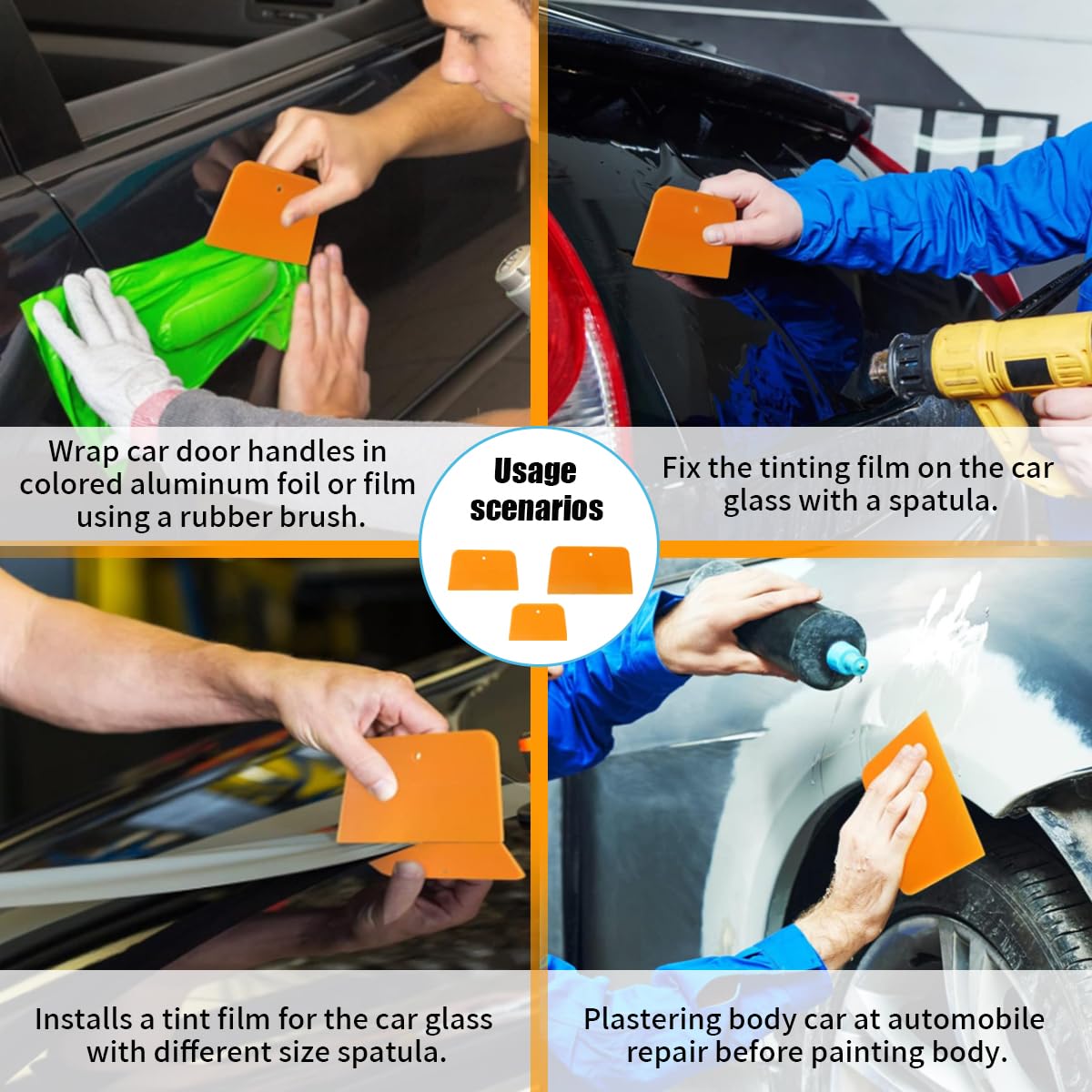 4, 5 & 6 Inch Car Body Filler Spreaders - Reusable Hard Plastic Automotive Putty Applicators for Body Fillers, Glazes, Caulks & Paint (6-Piece Set) - Perfect for Auto Body Repair & DIY Projects