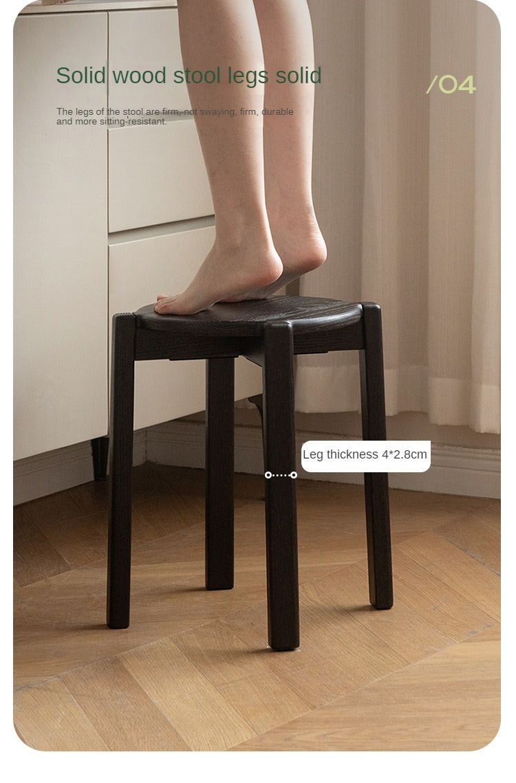 Solid Oak Wood Stacking Stool - Durable & Space-Saving Bar Stool for Kitchen Island, Dining Room, or Outdoor Patio Use