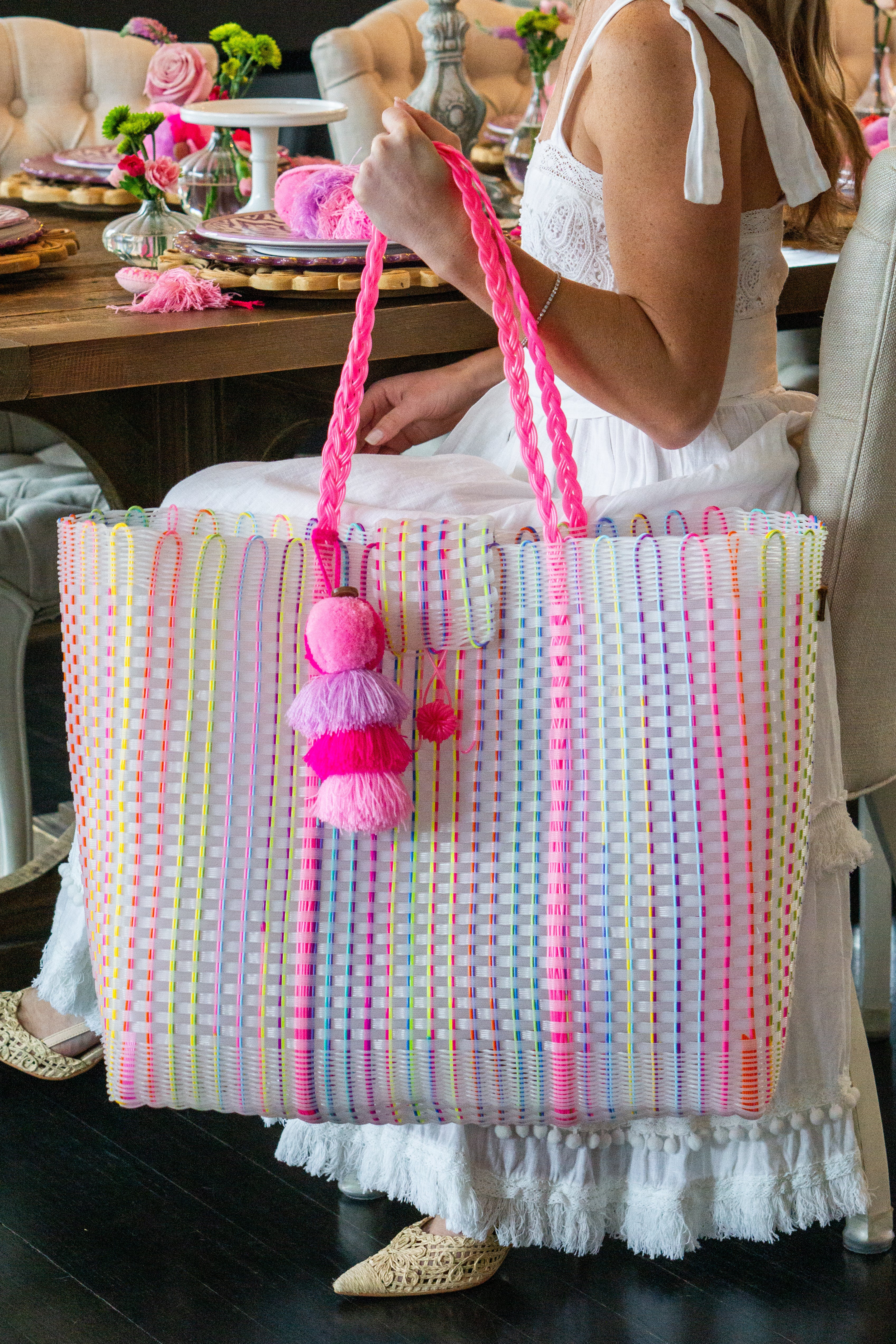 Stylish Iris Neon Pink & Citron Tote Bag for Women - Trendy Fashion Shoulder Bag - Perfect for Work, Travel & Shopping