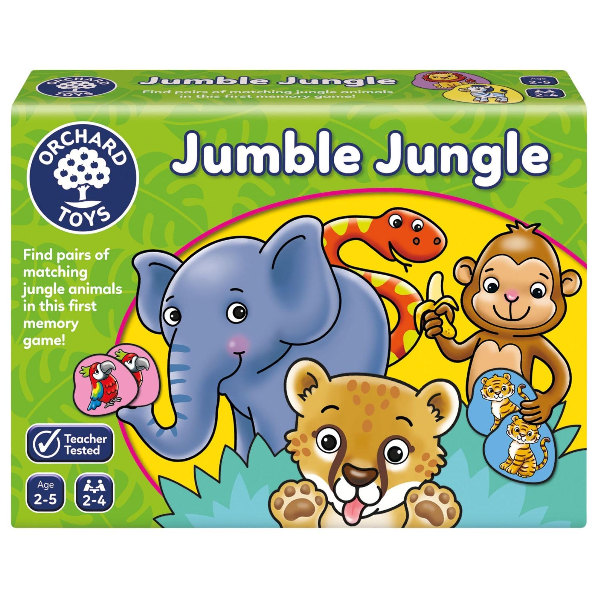 Orchard Toys Jumble Jungle Game - Fun First Matching Educational Game for Kids Age 2-5, Perfect for Preschool Learning and Family Playtime