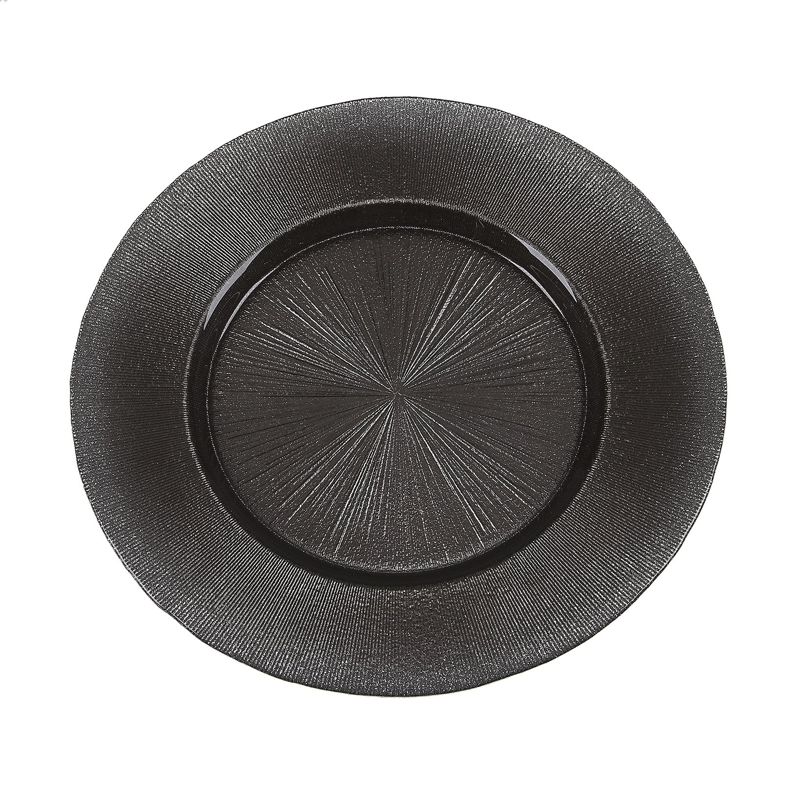 13-Inch Dark Grey Glitter Red Pomegranate Ritz Charger Plate - Elegant Dinnerware for Weddings, Parties & Holiday Decor