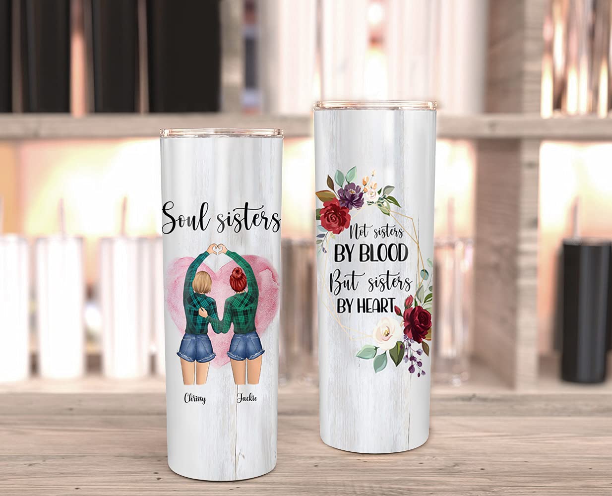 Custom Soul Sisters Tumbler - Not Sisters By Blood But Sisters By Heart | Personalized Best Friend Gift | Stainless Steel Insulated Cup 12-20oz | Perfect for Birthday, Friendship Day & Everyday Use