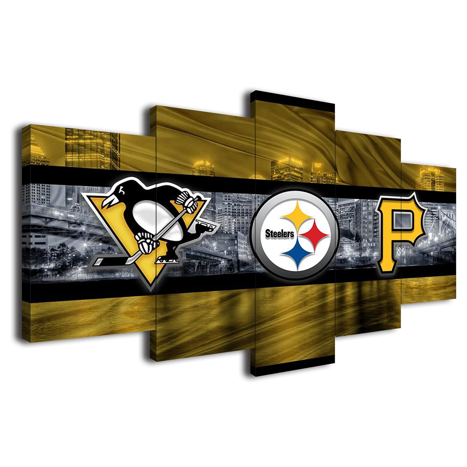 Pittsburgh City Sports Team Canvas Wall Art - Framed Sports Fan Decor (120x225cm) | Perfect for Game Rooms, Man Caves & Sports Bar Decorations