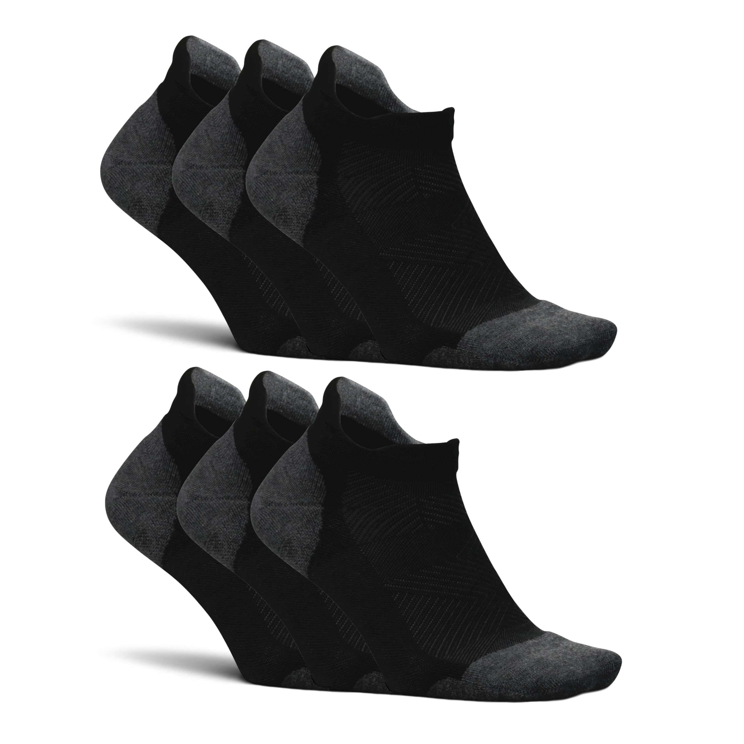 Feetures Elite Max Cushion No Show Tab Ankle Socks - High Performance Athletic Socks with Targeted Compression for Running, Hiking & Workouts - Breathable & Moisture Wicking - Black, XL (6 Pairs) - Perfect for Gym, Sports & Everyday Active Wear