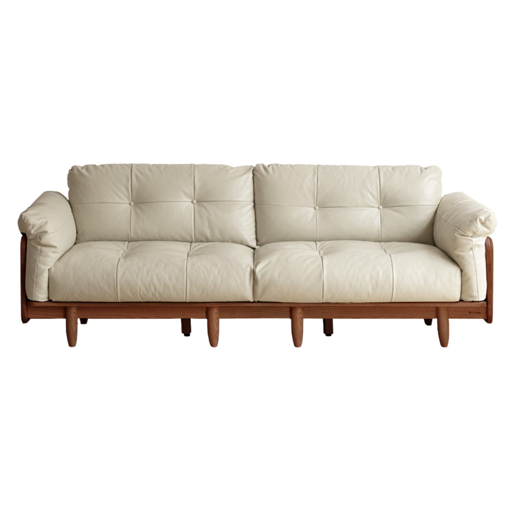 Premium Black Walnut Solid Wood Genuine Leather Sofa - Handcrafted Fabric Sofa for Living Room, Lounge & Office - Modern Comfort Furniture for Home Decor