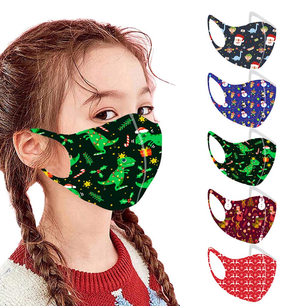 Dinosaur Cartoon Pattern Washable Cotton Face Masks for Kids - Breathable Bandanas for School, Outdoor Play & Costume Parties | MALLOOM Children's Costume Accessories