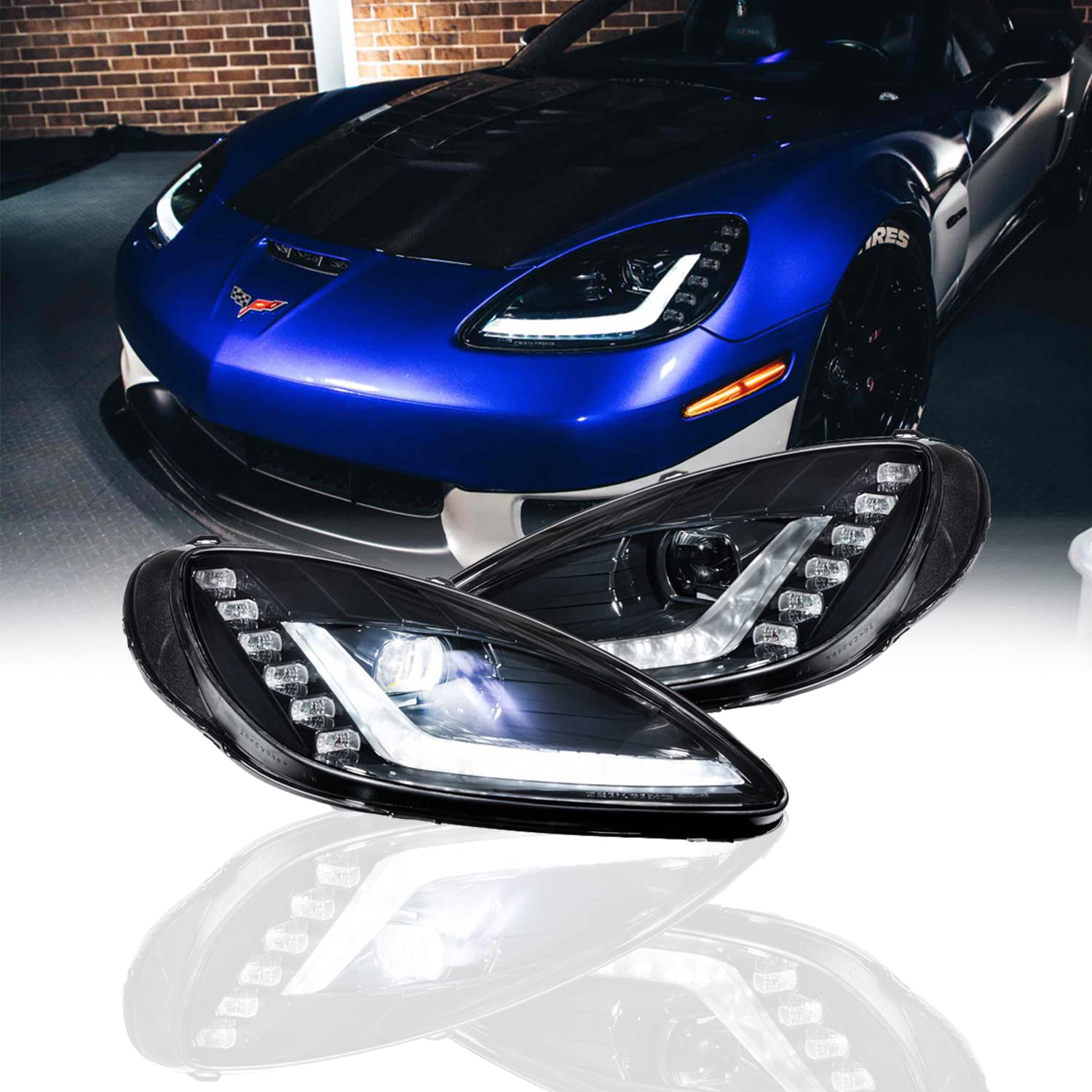 Morimoto XB LED Headlights for 2005-2013 Corvette C6 - DOT Approved with Switchback Turn Signals - Perfect for Night Driving