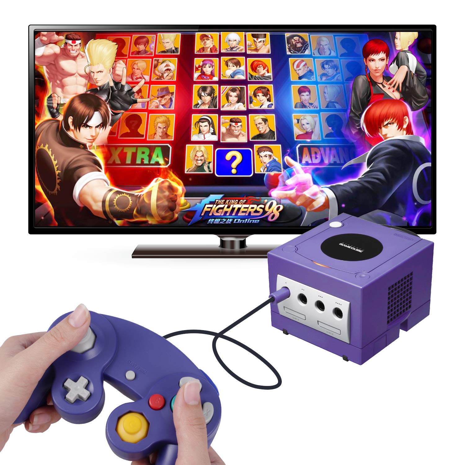 ONE250 2 Pack Classic Shock Wired Game Controller - Compatible with Wii, NGC & Gamecube (Purple & Orange) | Perfect for Retro Gaming, Multiplayer Sessions & Classic Console Enthusiasts