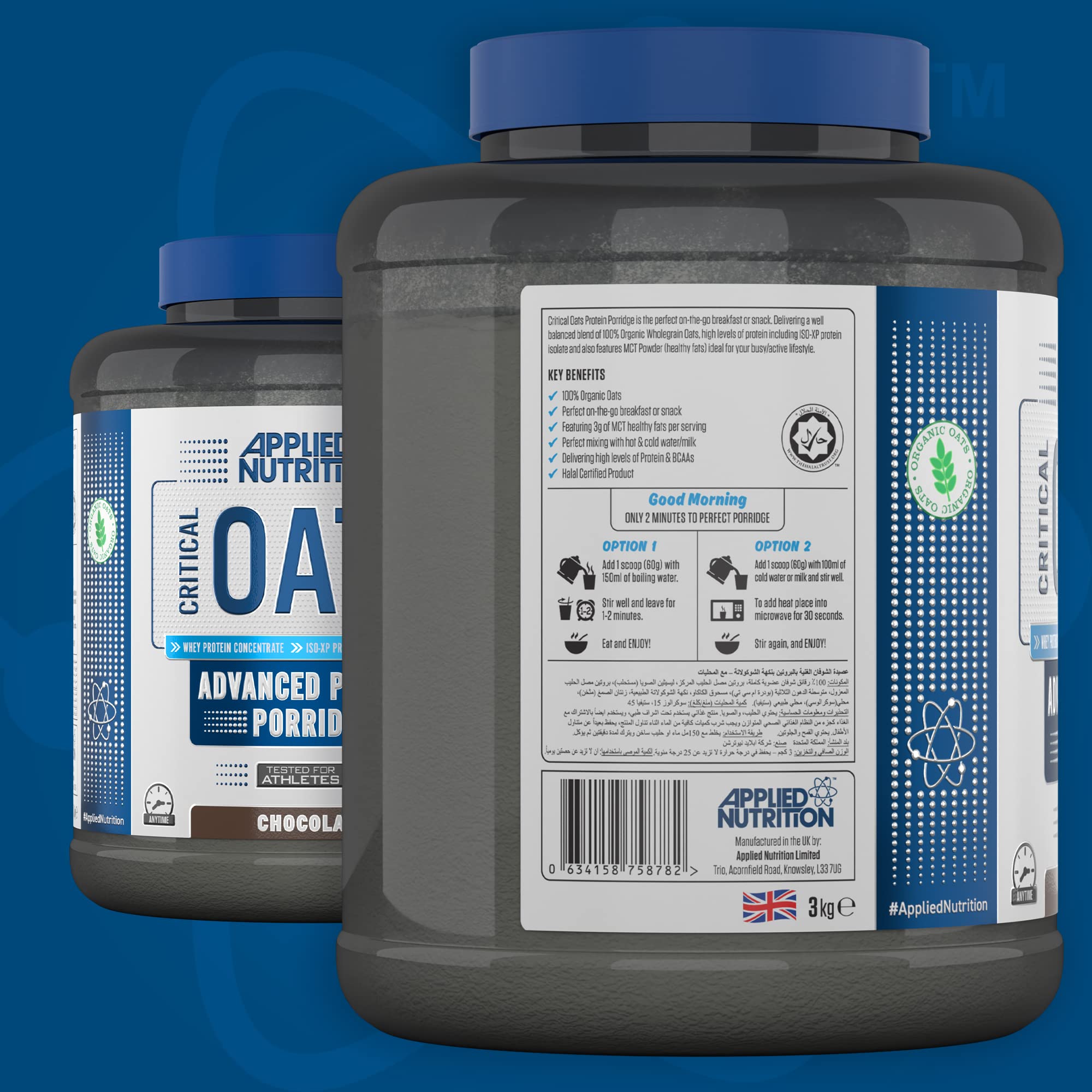 Applied Nutrition Critical Oats 3kg - Premium Protein Oatmeal for Bodybuilding & Weight Management | Ideal for Post-Workout Recovery & Healthy Breakfast