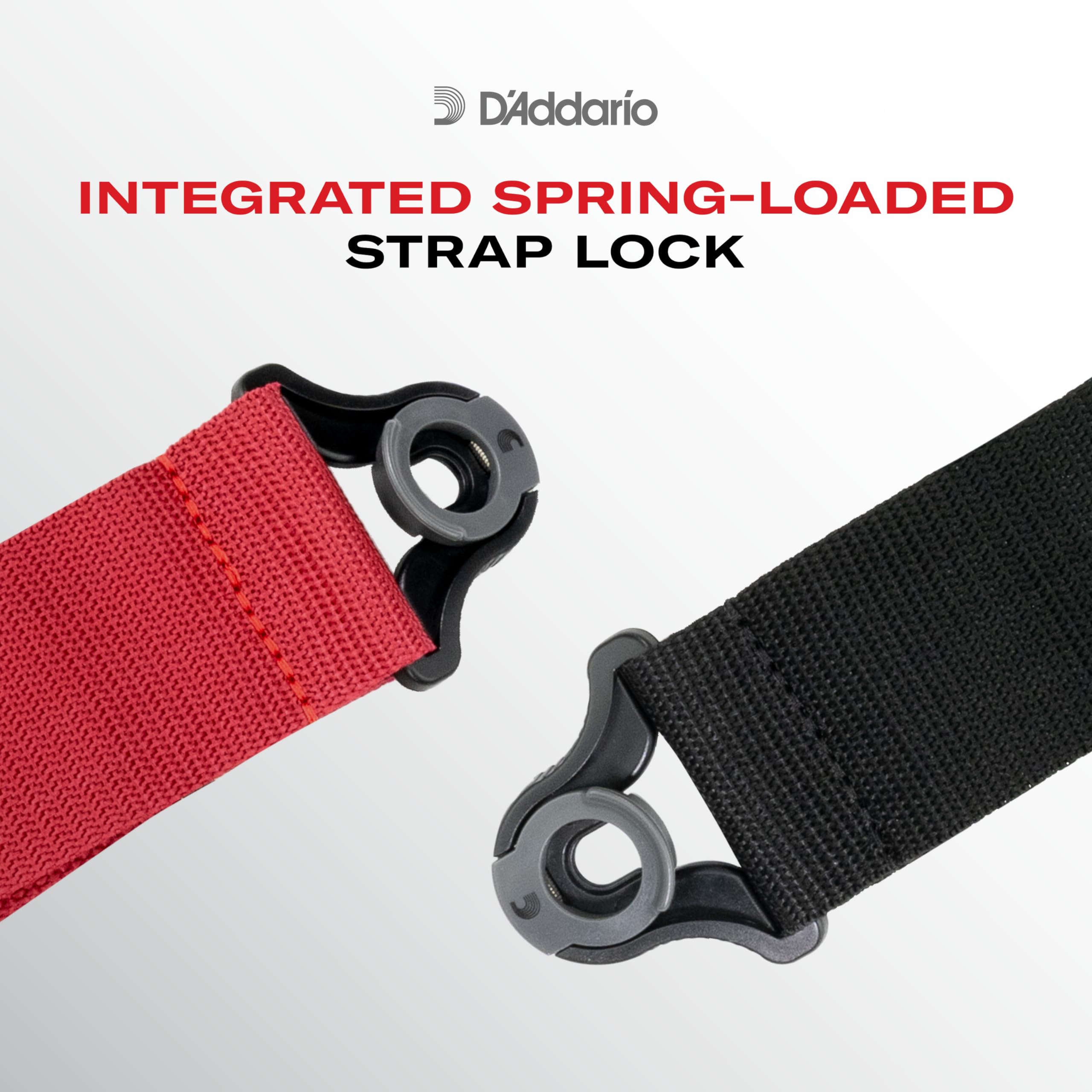 D'Addario Auto Lock Guitar Strap for Acoustic & Electric Guitars - Secure & Adjustable Strap with Quick Release - Perfect for Live Performances, Studio Sessions & Travel