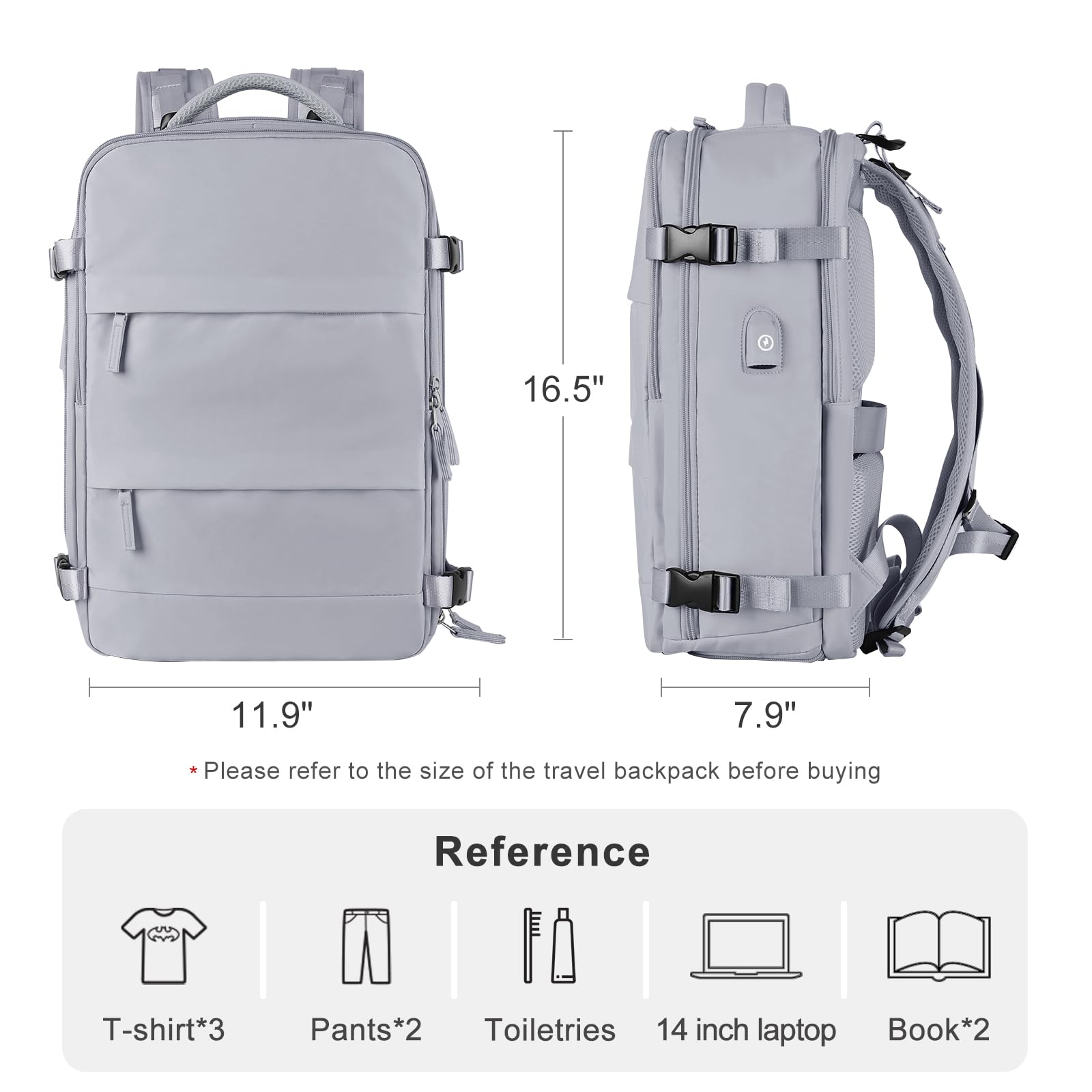 Coofay Airline Approved Carry On Backpack - Waterproof Travel Backpack for Women & Men, Lightweight Daypack for Hiking, Sports, Casual Use & Flight Travel Accessories