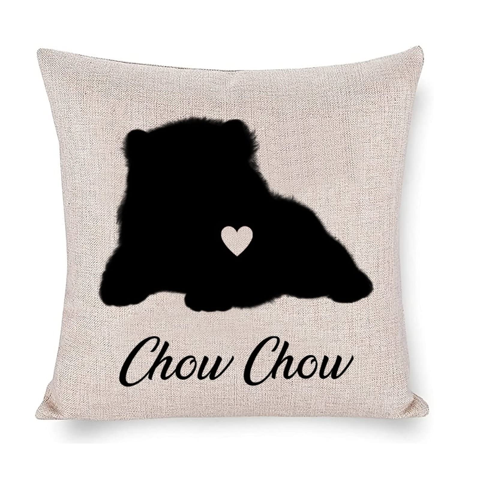 Funlucy Chow Chow Dog Throw Pillow Cover 16x16 Inches - Decorative Pet Pillow Case for Sofa, Couch, Bed & Car - Soft Cushion Cover for Home Decor & Gifts