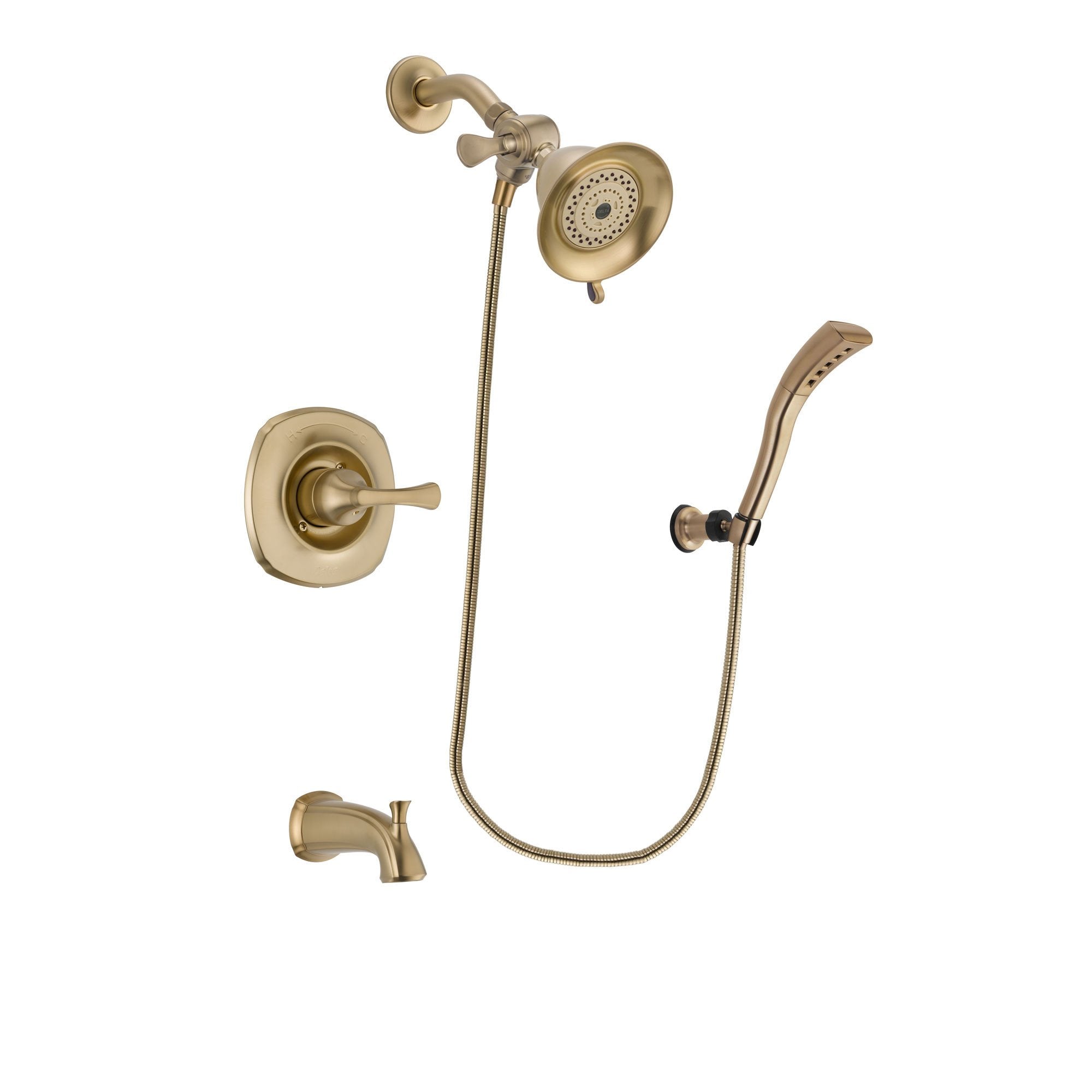 Delta Addison Champagne Bronze Finish Tub and Shower Faucet System with Water Efficient Shower Head, Handheld Spray, Rough-in Valve & Tub Spout - Modern Bathroom Upgrade for Luxury Showers & Relaxing Baths (Model DSP3641V)