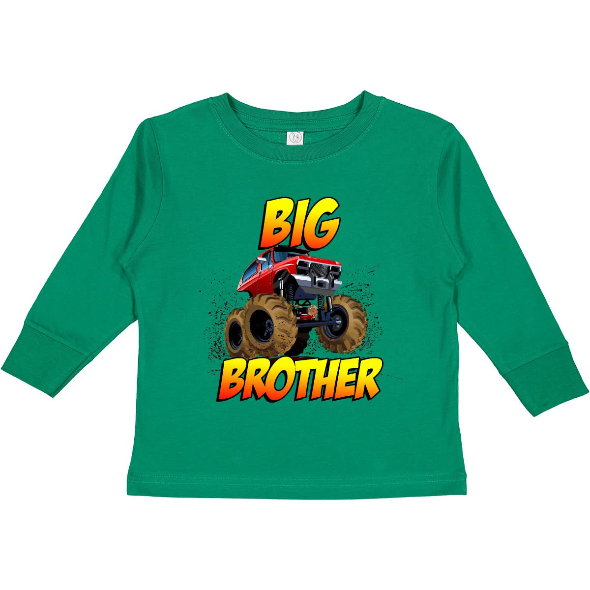 Inktastic Big Brother Monster Truck Toddler Long Sleeve T-Shirt - Cute Boys' Graphic Tee for Playdates, Daycare & Family Outings