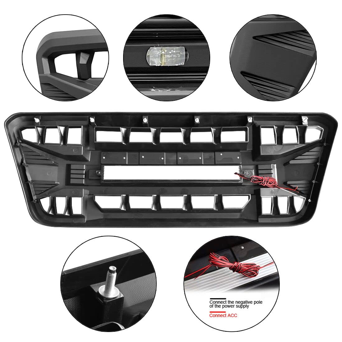 2004-2008 Ford F150 Matte Black Front Bumper Grille with Off-Road Lights | Heavy Duty Replacement Grill Compatible with F-150 | Perfect for Off-Roading, Truck Customization & Car Upgrades