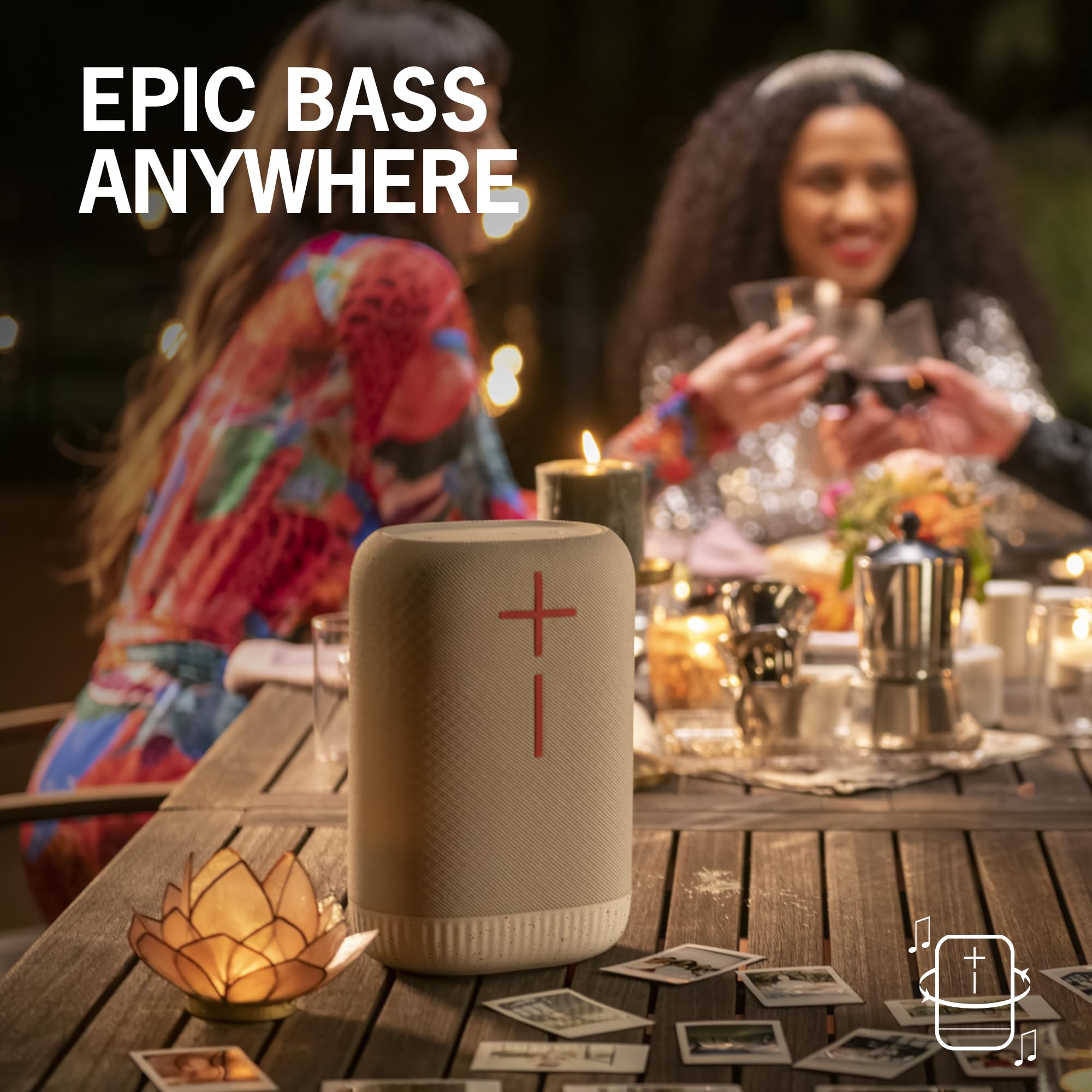 Ultimate Ears EPICBOOM Portable Bluetooth Speaker - Wireless 360° Sound with Big Bass, Adaptive EQ, IP67 Waterproof & Floatable - 17H Battery, 180ft Range, USB-C Charging (Charcoal Black) - Perfect for Pool Parties, Beach Outings & Outdoor Adventures