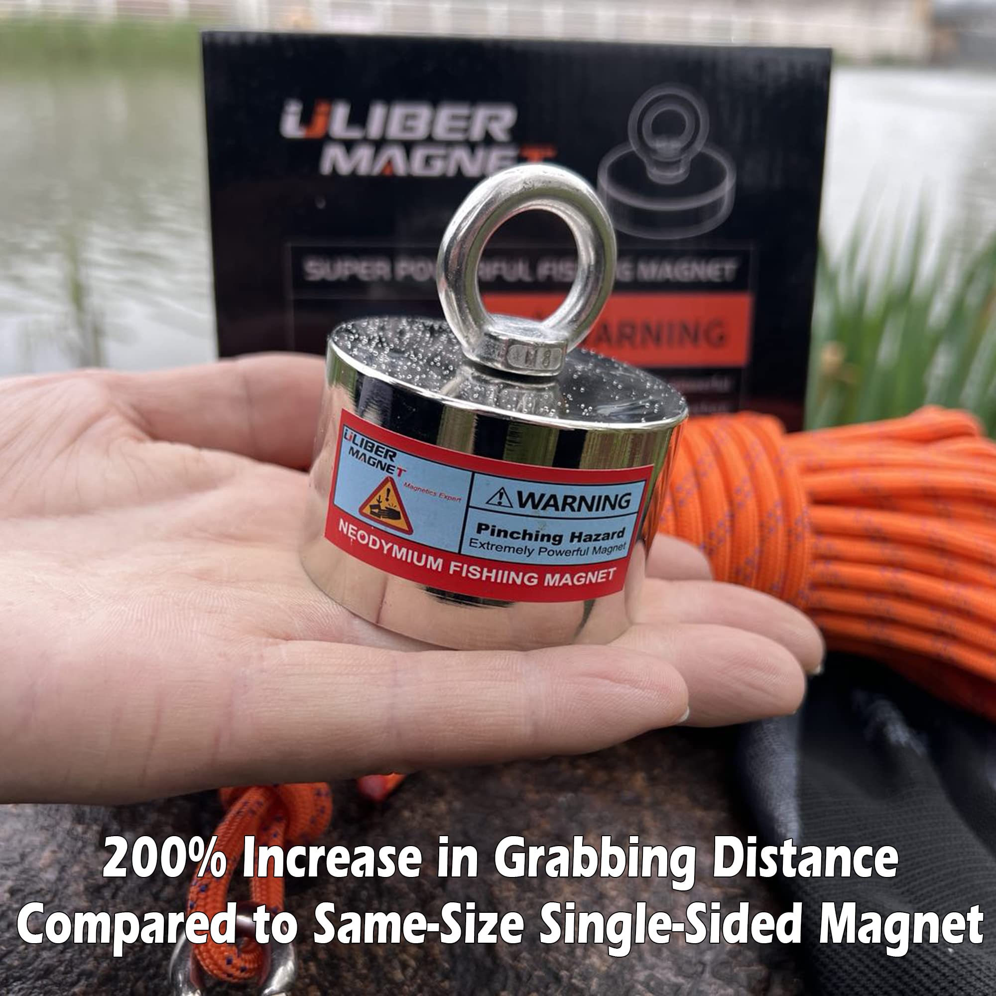 ULIBERMAGNET 1000lb Heavy Duty Neodymium Fishing Magnet Kit with 66ft Rope - Strong Retrieval Magnet for River Treasure Hunting, Underwater Salvage & Metal Recycling (Perfect for Magnet Fishing, Scuba Diving & Industrial Recovery)