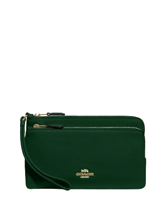 Coach Double Zip Wallet for Women - Genuine Leather Crossbody Purse with Multiple Card Slots | Perfect for Travel, Shopping & Everyday Use