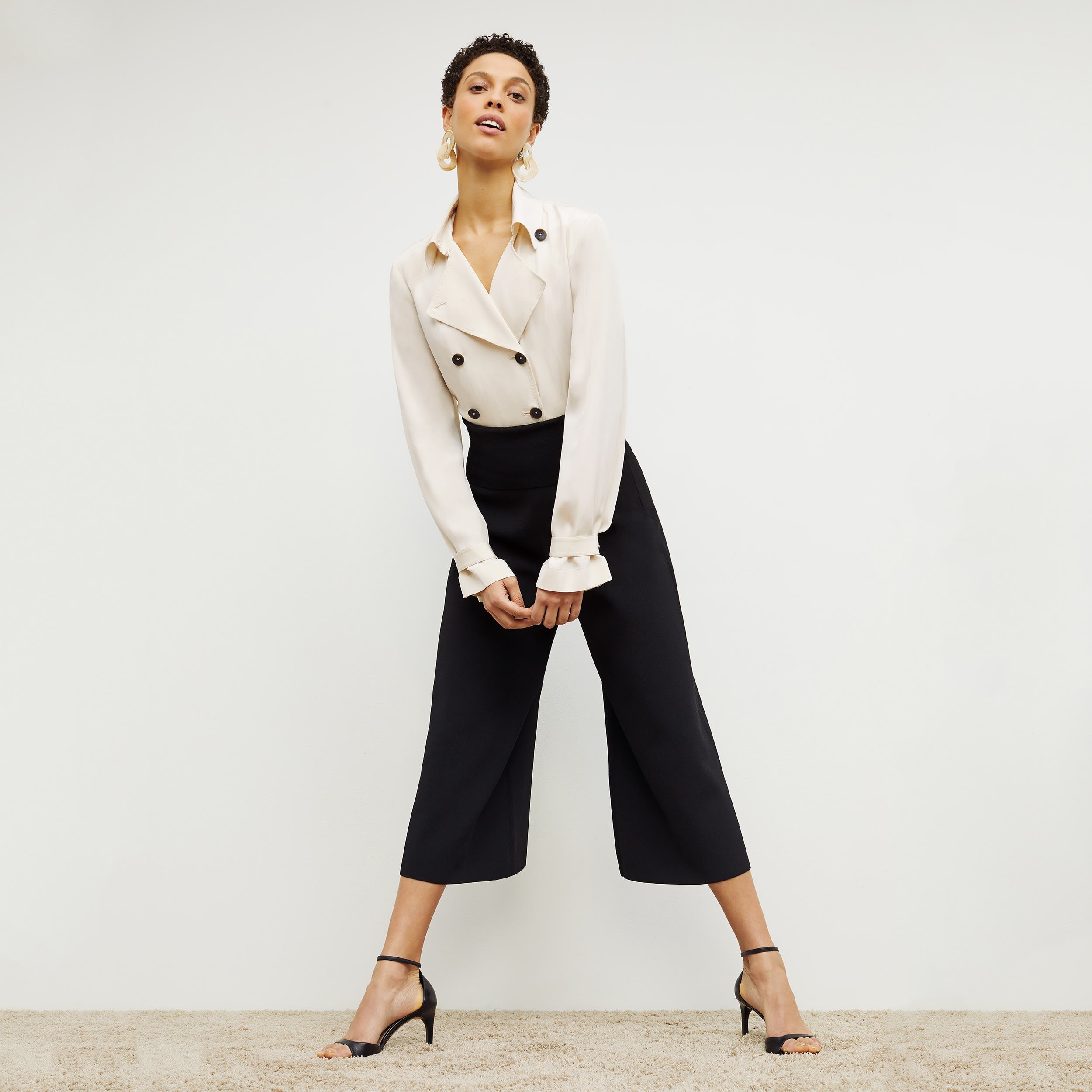 Rogala Stretch Culotte Jumpsuit & Knit Cardigan Set in Black | Comfortable Lounge Wear for Women | Perfect for Yoga, Travel, and Casual Outings
