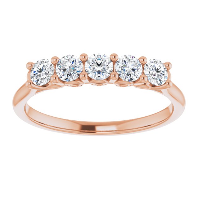 0.50 Carat Round Cut Diamond Wedding Band - 5 Stone Anniversary Ring for Women - Elegant Bridal Jewelry for Engagement, Proposal & Special Occasions