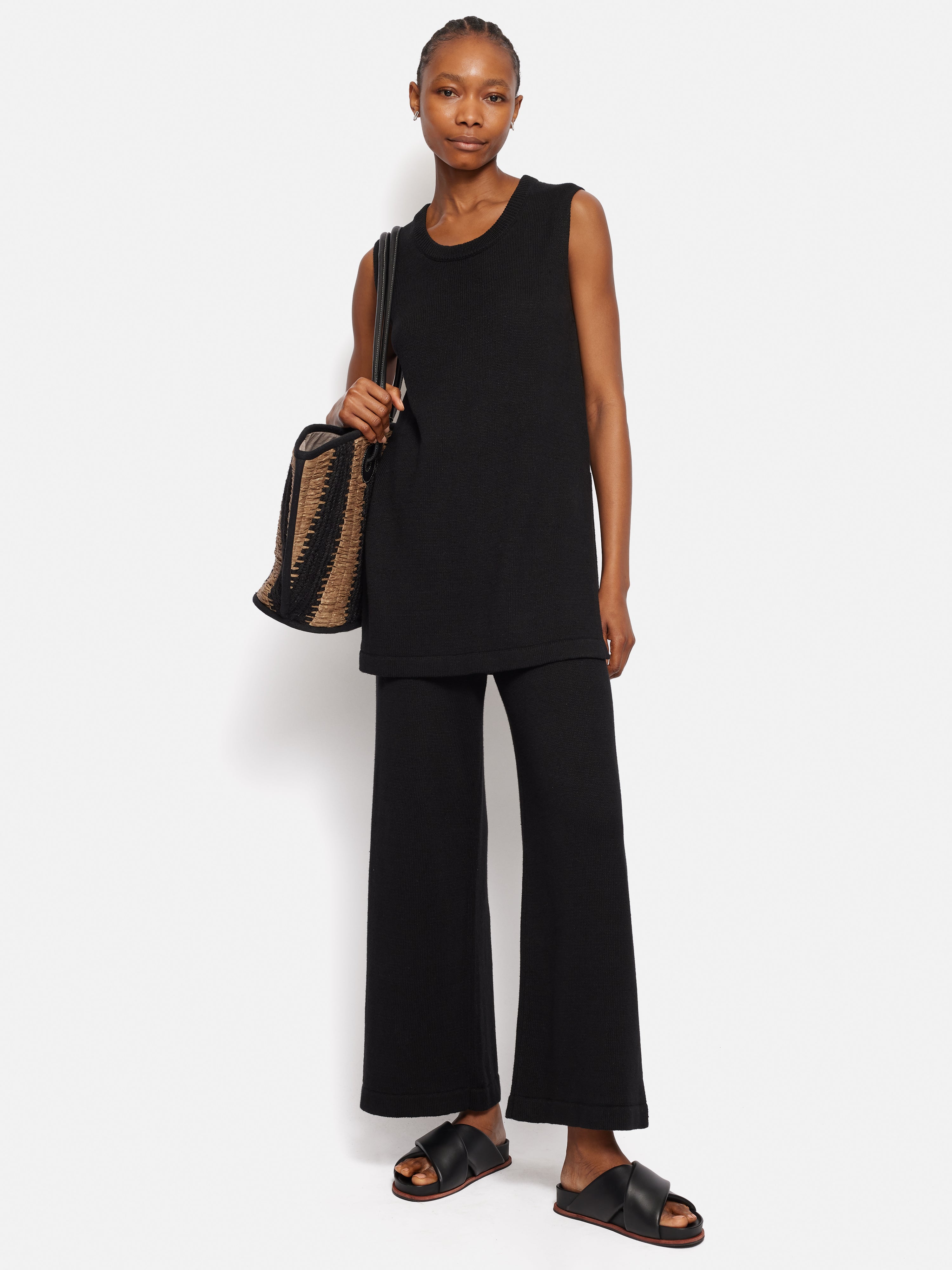 Premium Linen Cotton Knitted Pants for Women - Soft & Breathable Black Trousers - Perfect for Casual Wear, Office & Summer Outfits