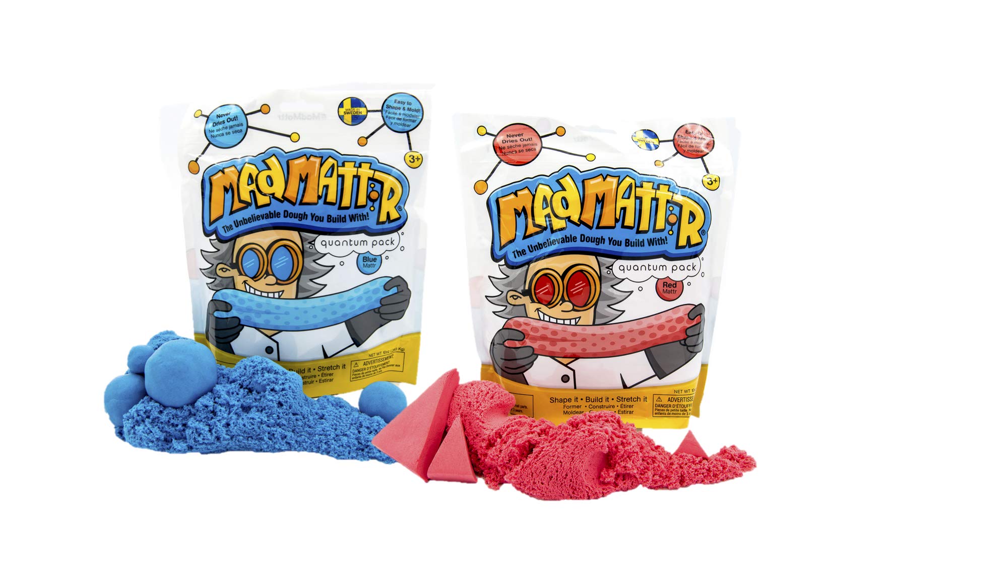 Mad Mattr - Super Soft & Non-Drying Modeling Dough for Kids (1-10oz Blue & 1-10oz Red) | Sensory Play, Stress Relief & Creative Arts & Crafts for Children