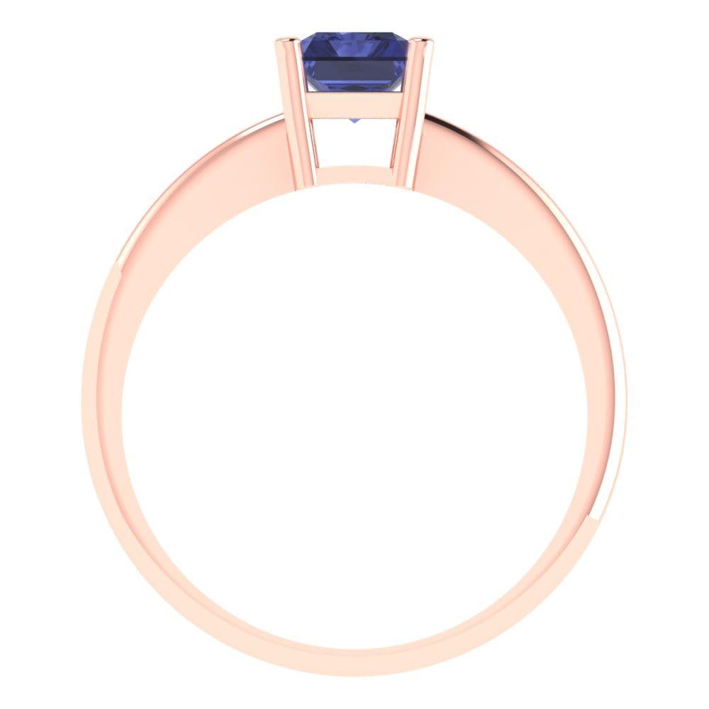 1.0 ct Radiant Cut Simulated Tanzanite Solitaire Ring - 18K Rose Gold Engagement Wedding Band for Women | Anniversary Promise Gift for Her | Perfect for Proposals, Bridal Jewelry & Special Occasions