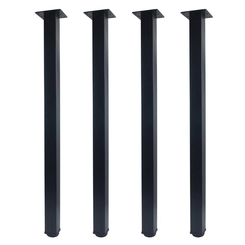 QLLY 30 Inch Adjustable Metal Table Legs - Square Office Furniture Legs Set of 4 (Black) - Perfect for Modern Desks, Dining Tables & Workstations