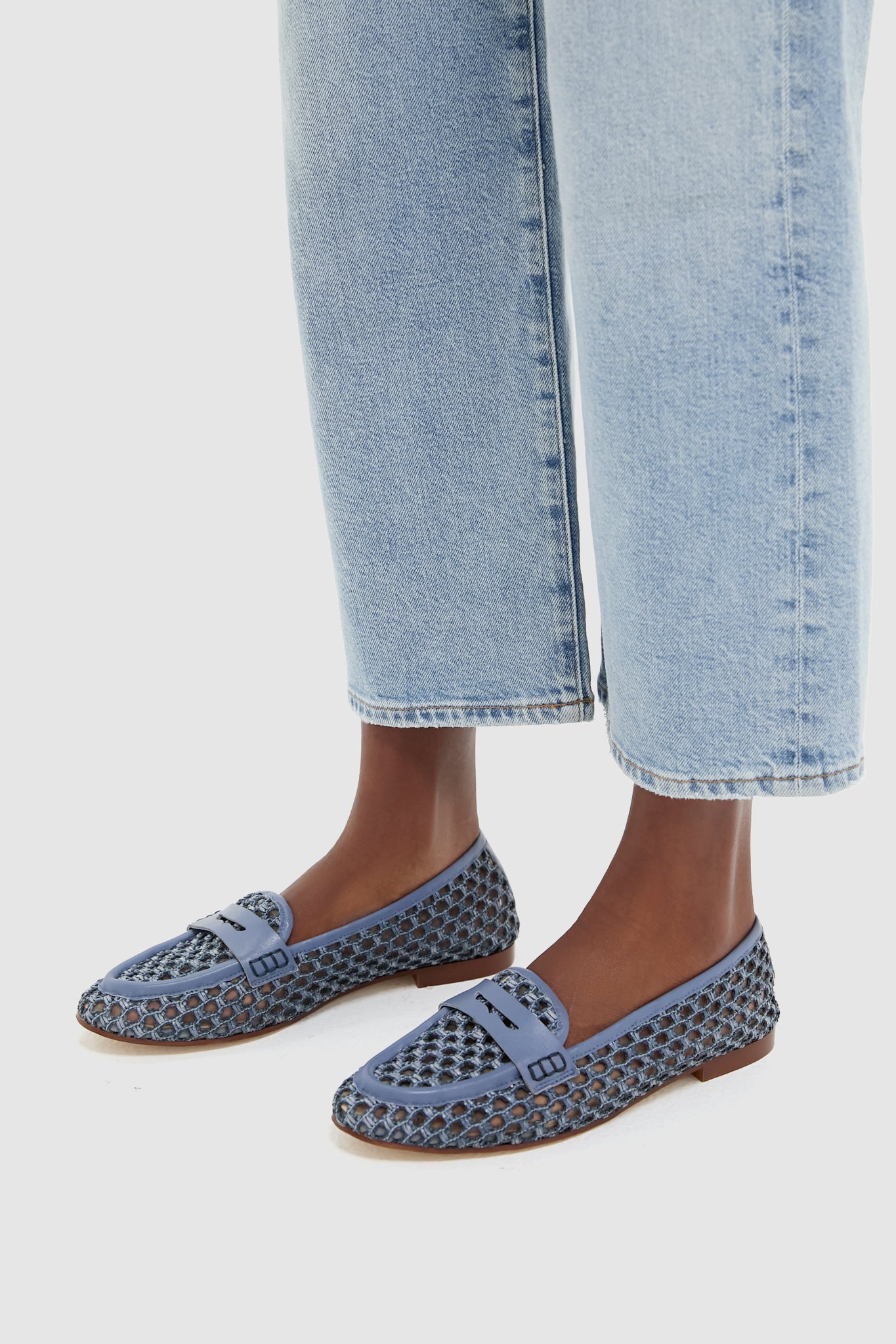 Blue Woven Rowan Loafers for Women - Comfortable Casual Slip-On Shoes for Work, Travel & Everyday Wear