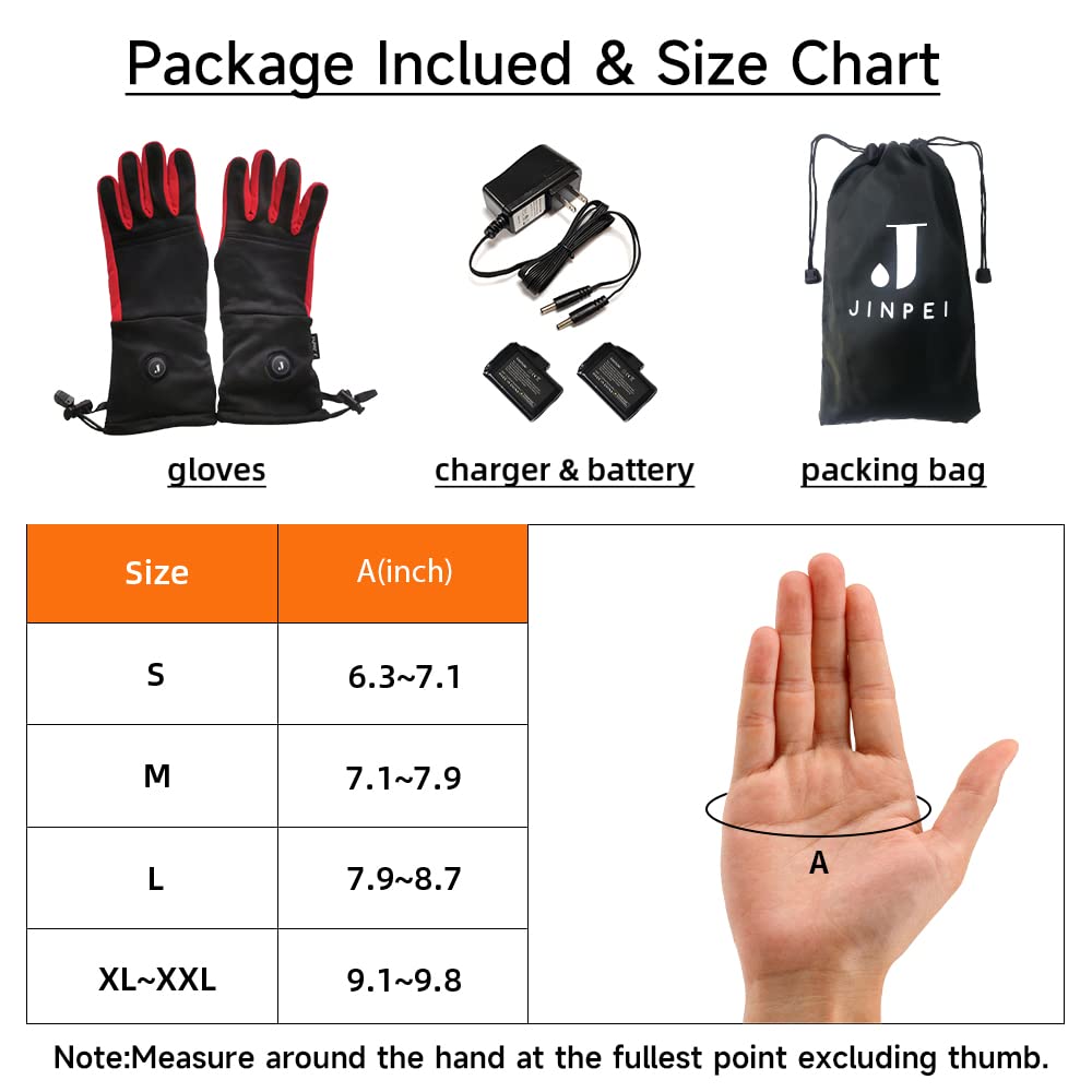 Rechargeable Electric Heated Gloves for Men & Women - Thin Winter Work Gloves for Arthritis, Raynaud's & Cold Weather - Ideal for Skiing, Snowboarding & Outdoor Activities (Red, XL)