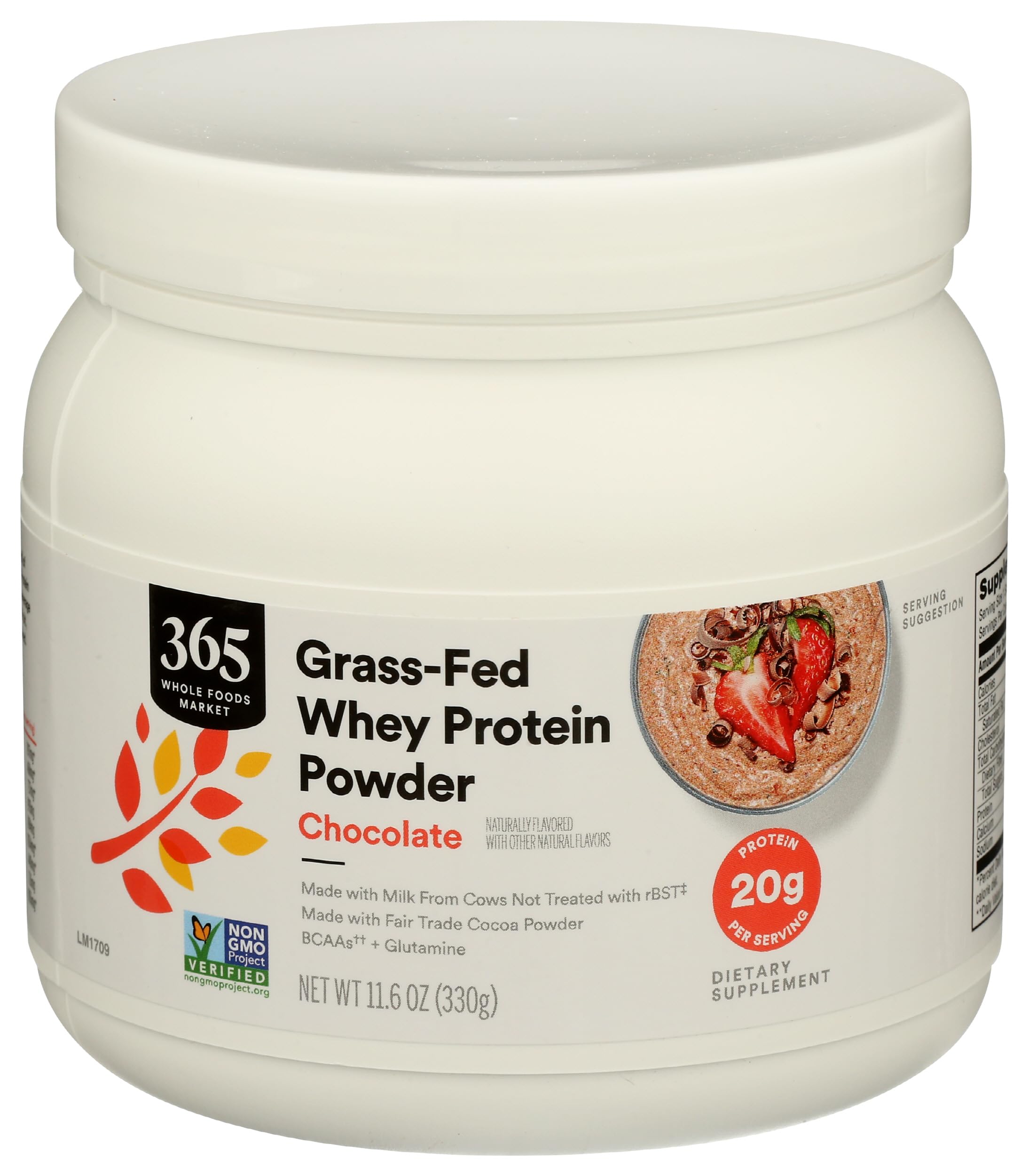 365 by Whole Foods Market Grass-Fed Whey Protein Powder, Chocolate Flavor, 11.6 oz - Perfect for Post-Workout Recovery & Healthy Smoothies