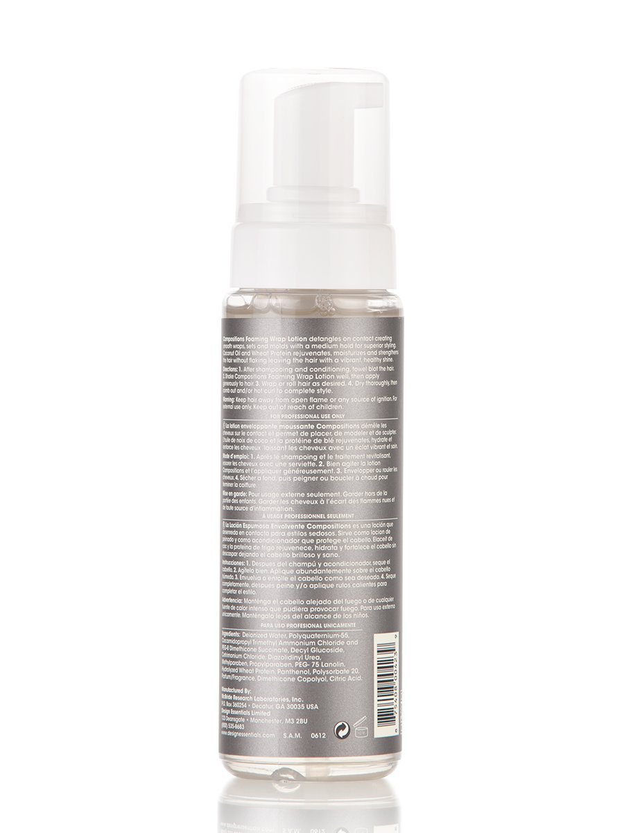 Design Essentials Compositions Foaming Wrap Lotion for Relaxed & Natural Hair - 7.5 oz | Curl Defining & Styling Cream for Wavy, Coily & Textured Hair | Perfect for Twist Outs, Braid Outs & Wash-N-Go Styles