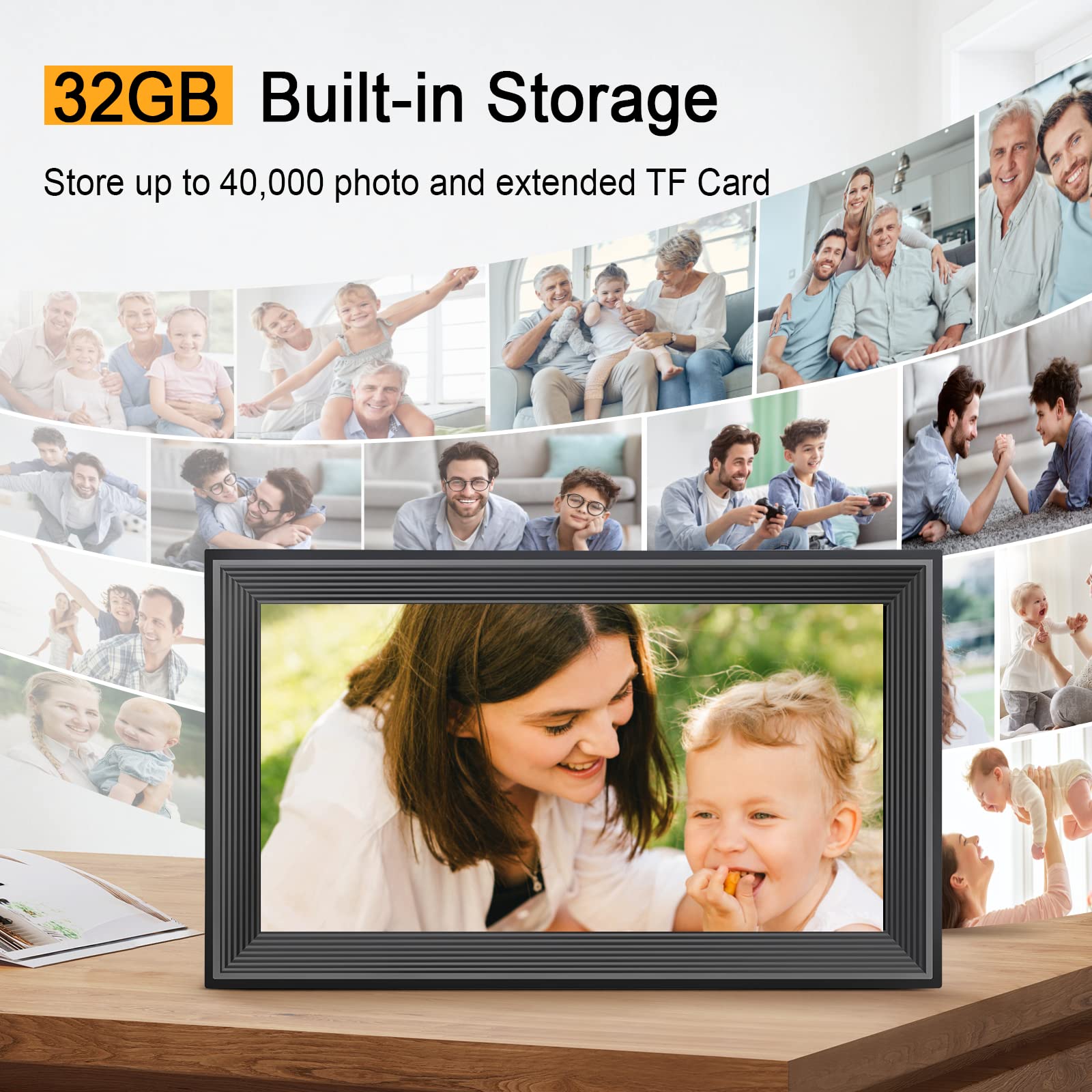 16 Inch WiFi Digital Picture Frame with Touch Screen - 32GB Storage Smart Digital Photo Frame for Home & Office - Perfect Gift for Women, Men, Mom, Dad - Display Family Photos, Artwork & Memories in HD