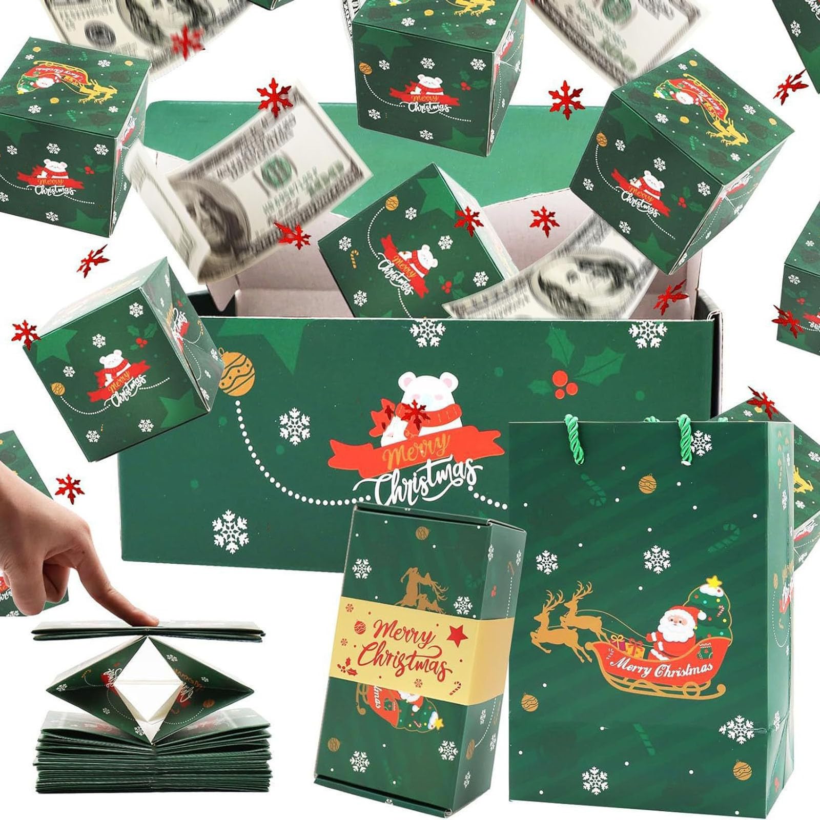 Pop Up Money Gift Box - Surprise Cash Explosion Box for Christmas, Birthday, Anniversary & Valentine's Gifts (Green, 10-Pack) | Perfect for Party Surprises, Graduation Gifts & Special Occasions