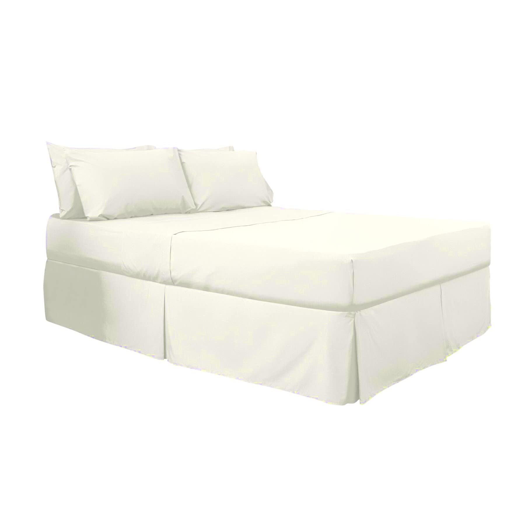Belledorm Easy Fit Pleated Platform Valance for Queen Size Bed - Ivory White Bed Skirt with Elastic Band | Perfect for Bedroom Decor & Hotel Styling