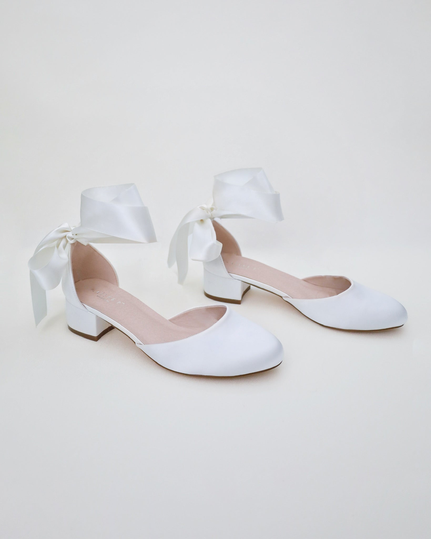 Elegant Round Toe Satin Block Heel Pumps with Wrapped Ribbon Tie - Perfect for Weddings, Parties & Formal Occasions
