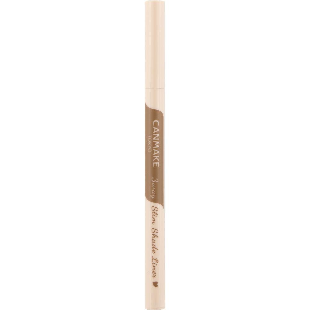 Canmake 3-Way Slim Shade Liner Eyebrow Pencil 02 Ash Brown 0.72ml - Waterproof Eyebrow Pencil for Natural Brows, Perfect for Everyday Makeup & On-The-Go Touch Ups
