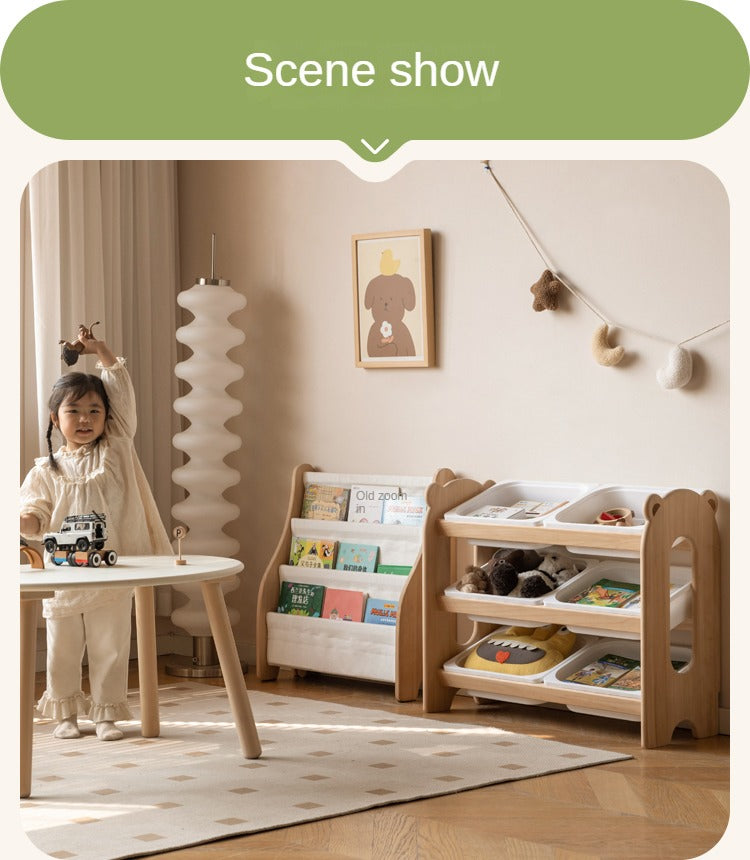 Solid Wood Kids Bookshelf - Poplar Multi-Tier Floor Standing Storage Organizer for Toys, Books & Nursery Decor | Perfect for Playrooms, Bedrooms & Daycares