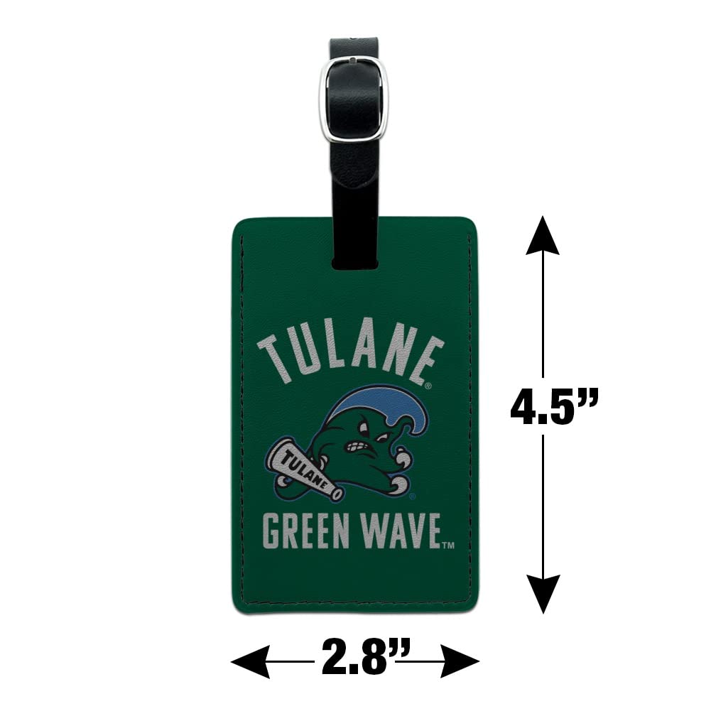 Tulane University Green Wave Rectangle Leather Luggage Tag - Durable Carry-On ID Tag for Travel Bags & Suitcases | Perfect for College Students, Alumni & Fans