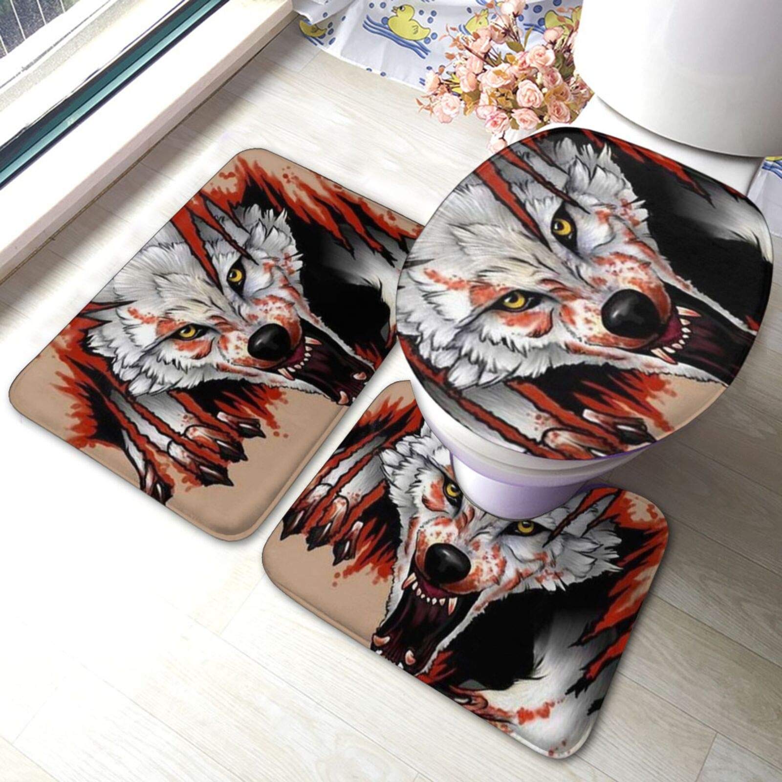 Premium Non-Slip Bathroom Rug Set - 3 Piece Bath Mat, U-Shaped Contour Mat & Toilet Lid Cover - Super Absorbent, Quick-Dry, Anti-Skid Bathroom Floor Mats for Safety & Comfort - Perfect for Bathroom, Shower, Toilet Area & Home Decor