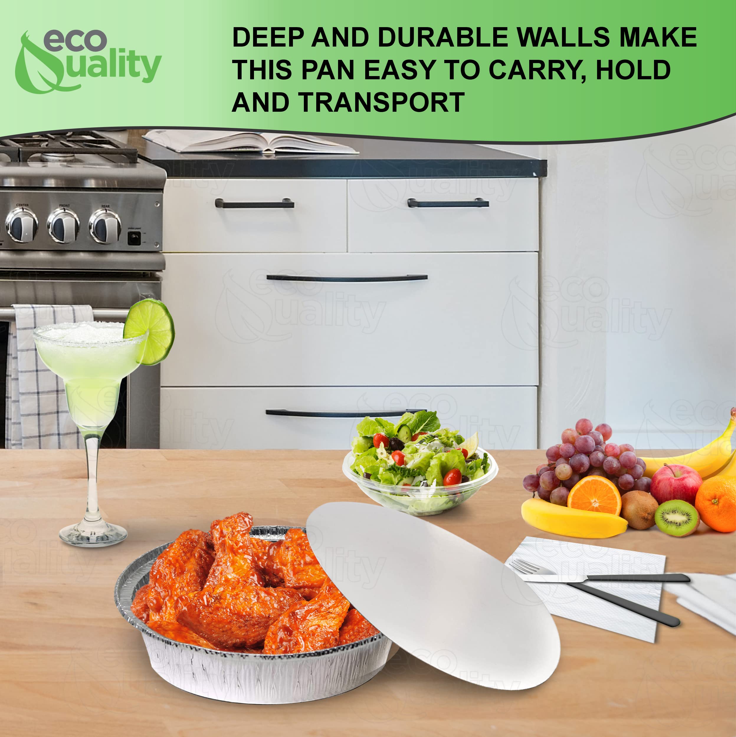 (200 Pack) 8 Inch Disposable Round Aluminum Foil Pans with Board Lids - Eco-Friendly Baking & Catering Containers for Restaurants, Parties, Meal Prep & Food Storage | Perfect for Takeout, Picnics & Holiday Cooking