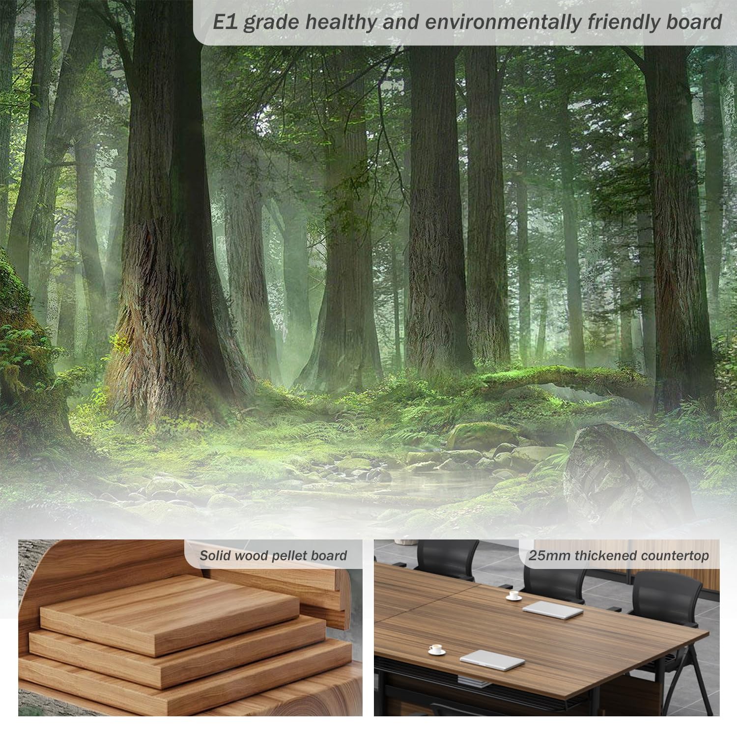 Foldable Conference Table with Casters - 62.9