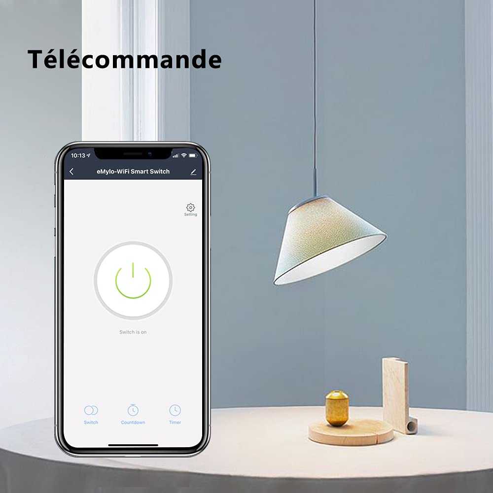 eMylo WiFi Smart Switch - Universal Light Switch for Smart Home, DIY Wireless Relay Module with Remote Control, Timer & Voice Control (Works with Alexa & Google Home via Android/iOS) - Perfect for Home Automation, Lighting Control & Energy Saving (1PC)