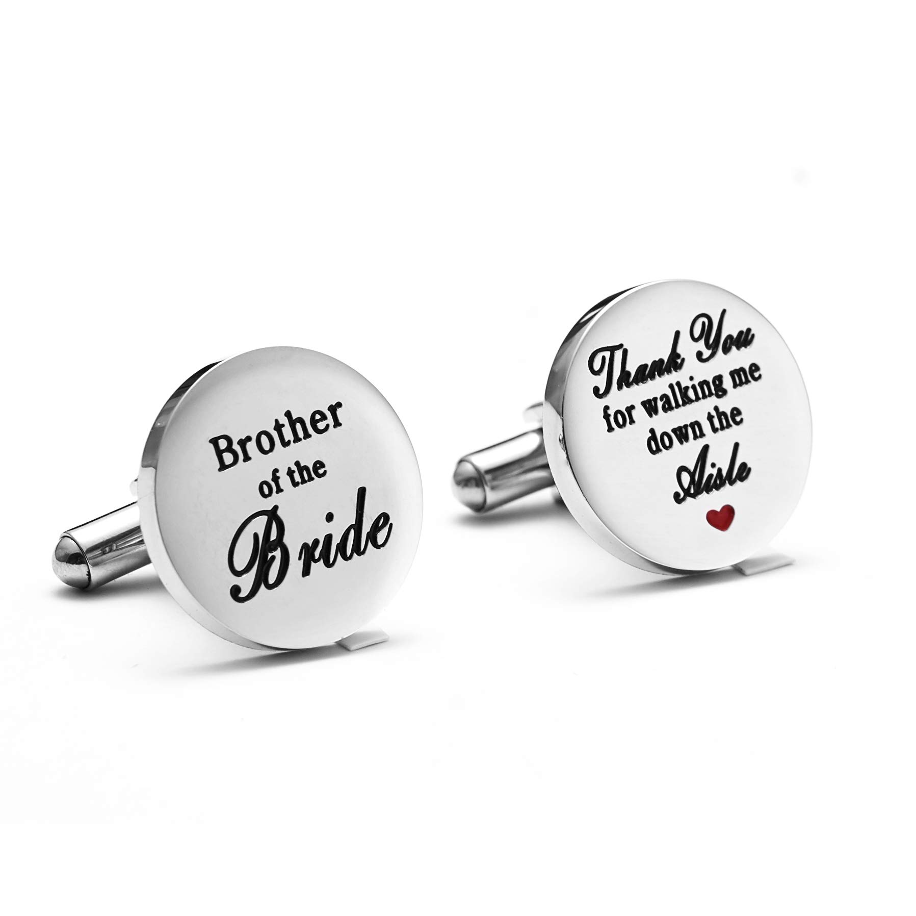 Melix Home Stainless Steel Cufflinks for Groom & Brother of the Bride - 'Thank You for Walking Me Down The Aisle' Engraved Wedding Gift Set - Perfect for Wedding Party, Anniversary & Formal Occasions