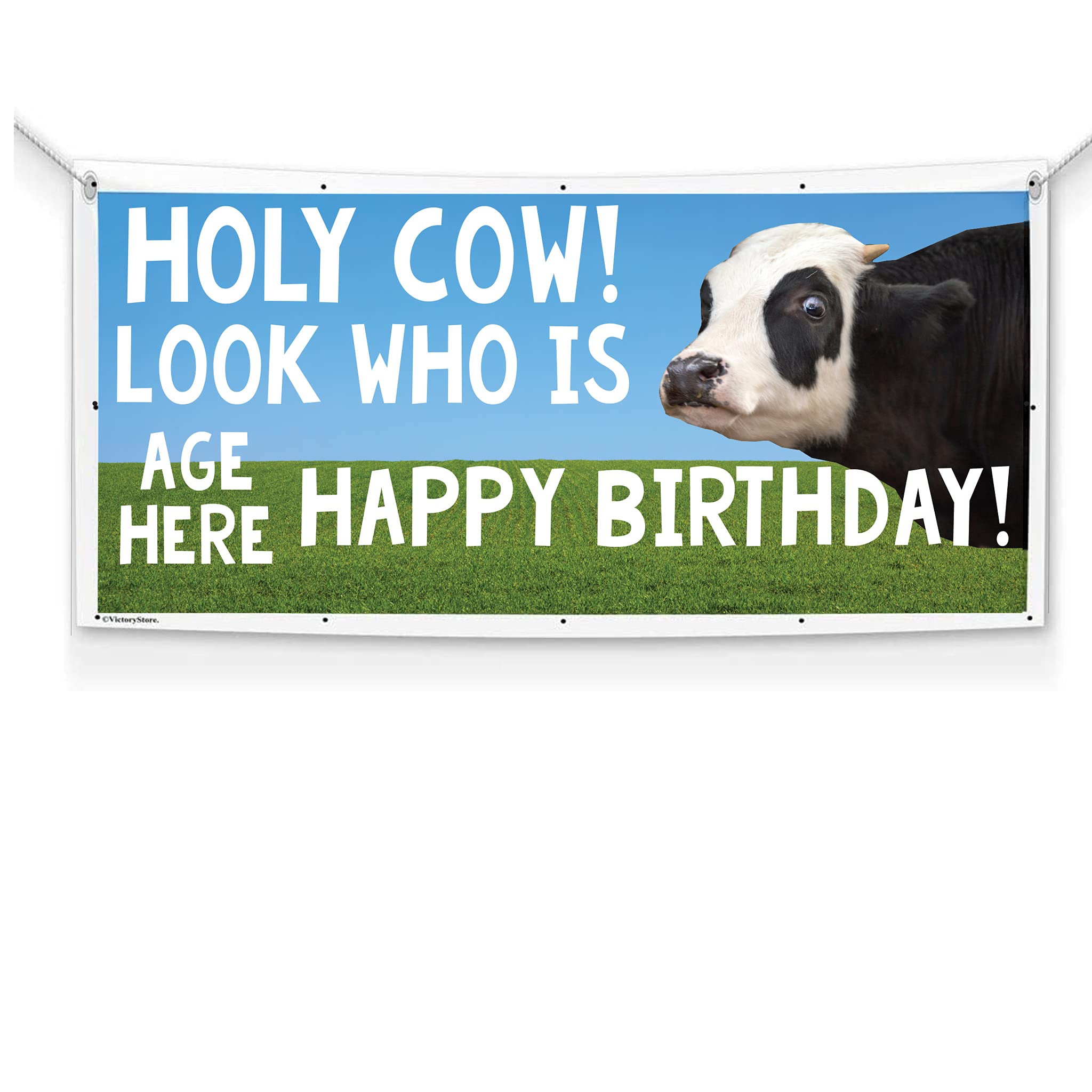 Custom Age Holy Cow Birthday Banner - Personalized 3ft x 5ft Vinyl Party Decoration for Cowboy & Farm Themed Celebrations - Perfect for Western Birthday Parties, Baby Showers & Ranch Events