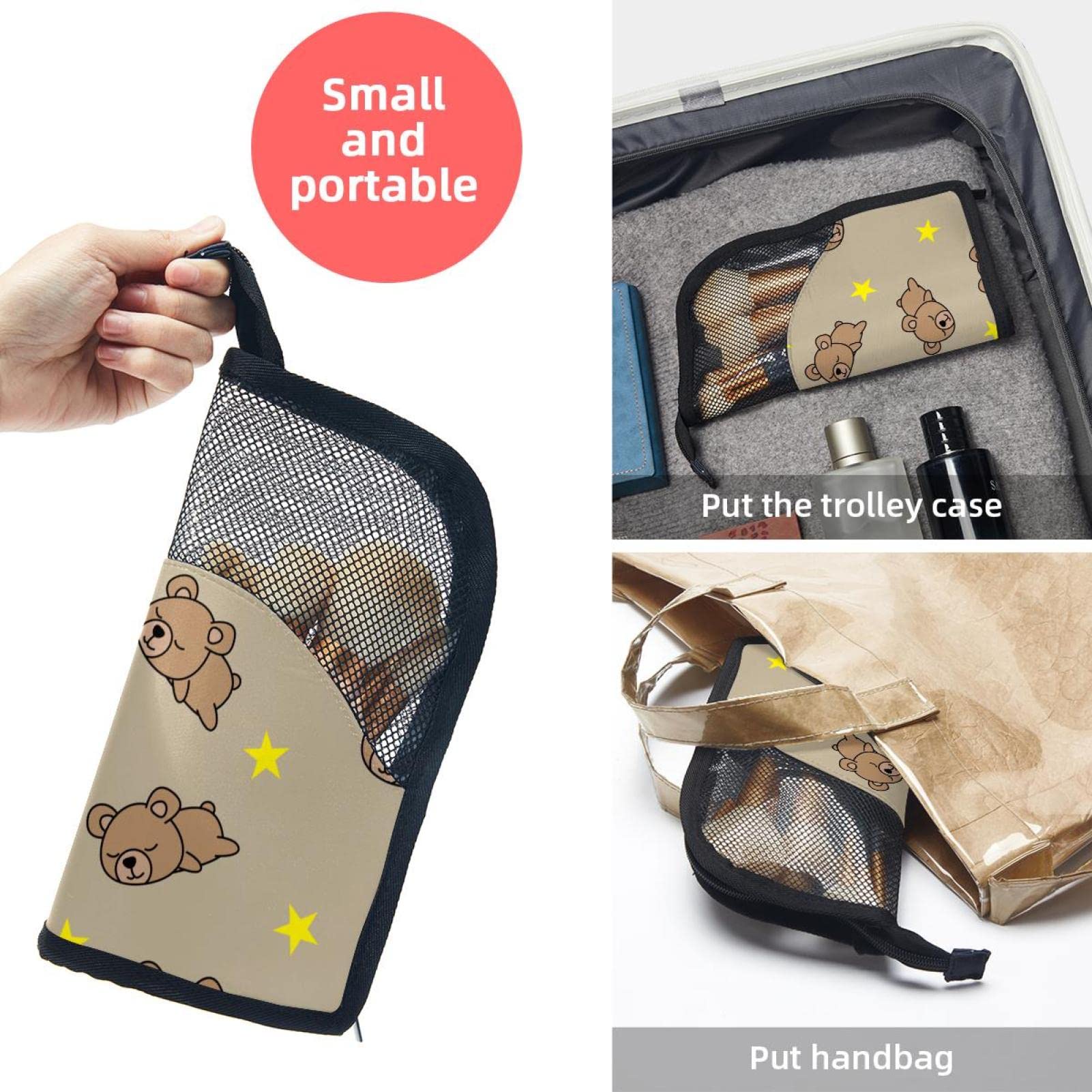 12-Piece Makeup Brush Organizer Bag with Travel Case - Portable Cosmetic Brush Holder Set for Makeup Artists & Beauty Enthusiasts (Good Night & Bear Design) - Perfect for Home, Travel & Professional Makeup Kits