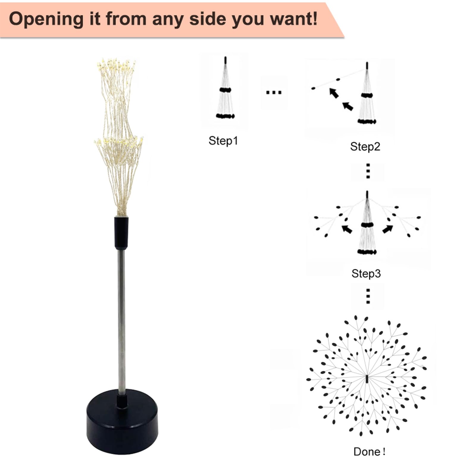 2 Pack Firework Centerpiece Lights - 120 LED Starburst Sphere Copper Star Lights with Remote Control, Battery Operated 8 Modes for Wedding, Party, Christmas Tree & Indoor Decor (Perfect for Home, Garden, Holiday Celebrations)