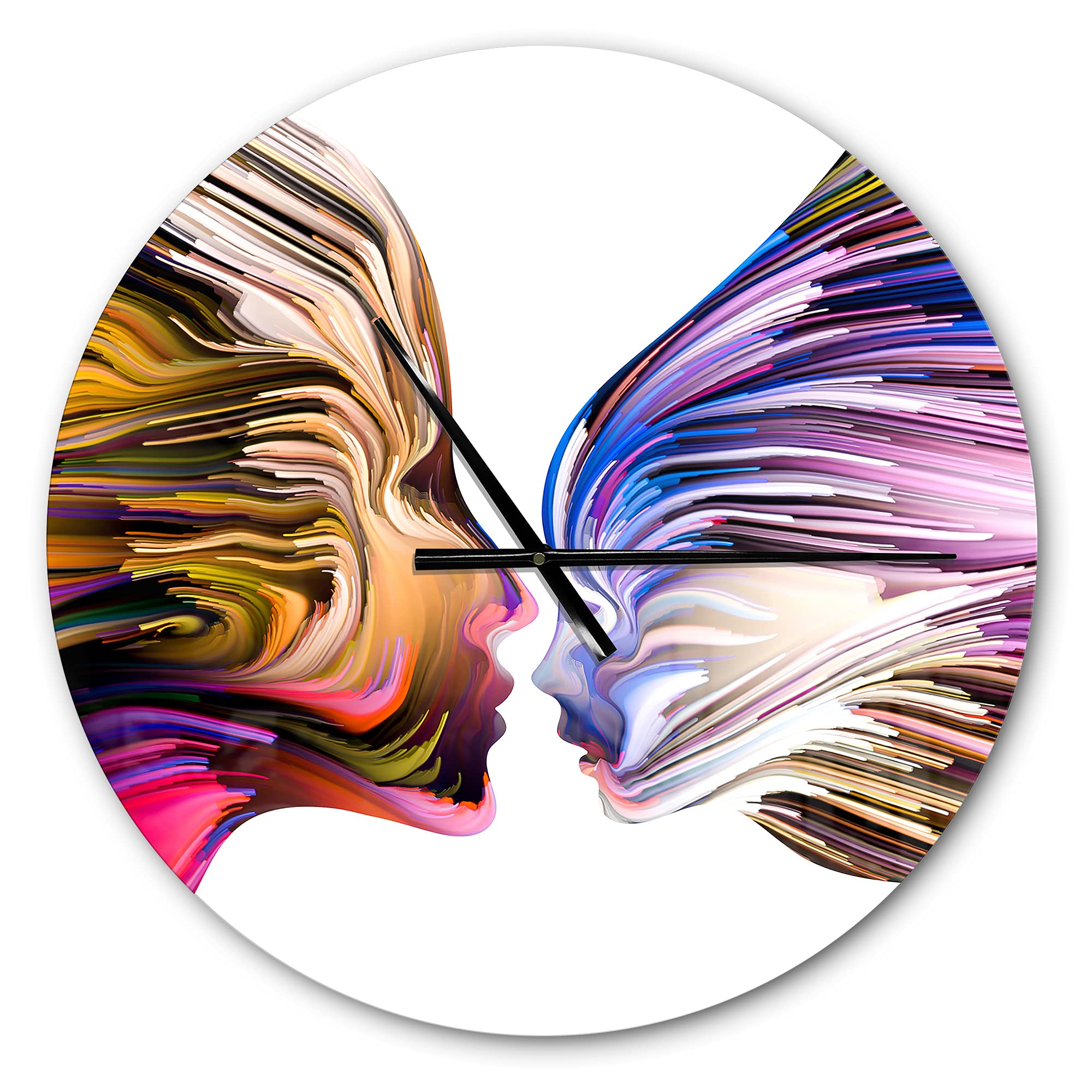 DesignQ 'Metaphorical Mind Painting' Modern Wall Clock - Silent Non-Ticking Battery Operated Round Clock for Home, Bedroom, Bathroom, Office & Living Room Decor | Perfect for Contemporary Spaces, Gifts & Interior Design