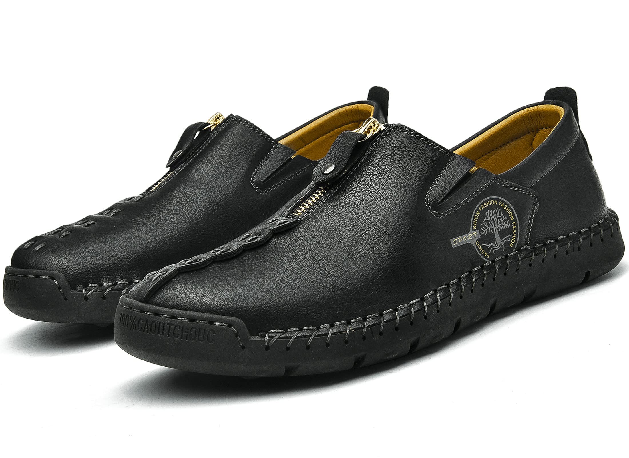Men's Casual Leather Slip-On Shoes - Breathable & Comfortable Walking Shoes for Everyday Wear | Perfect for Office, Travel & Outdoor Activities